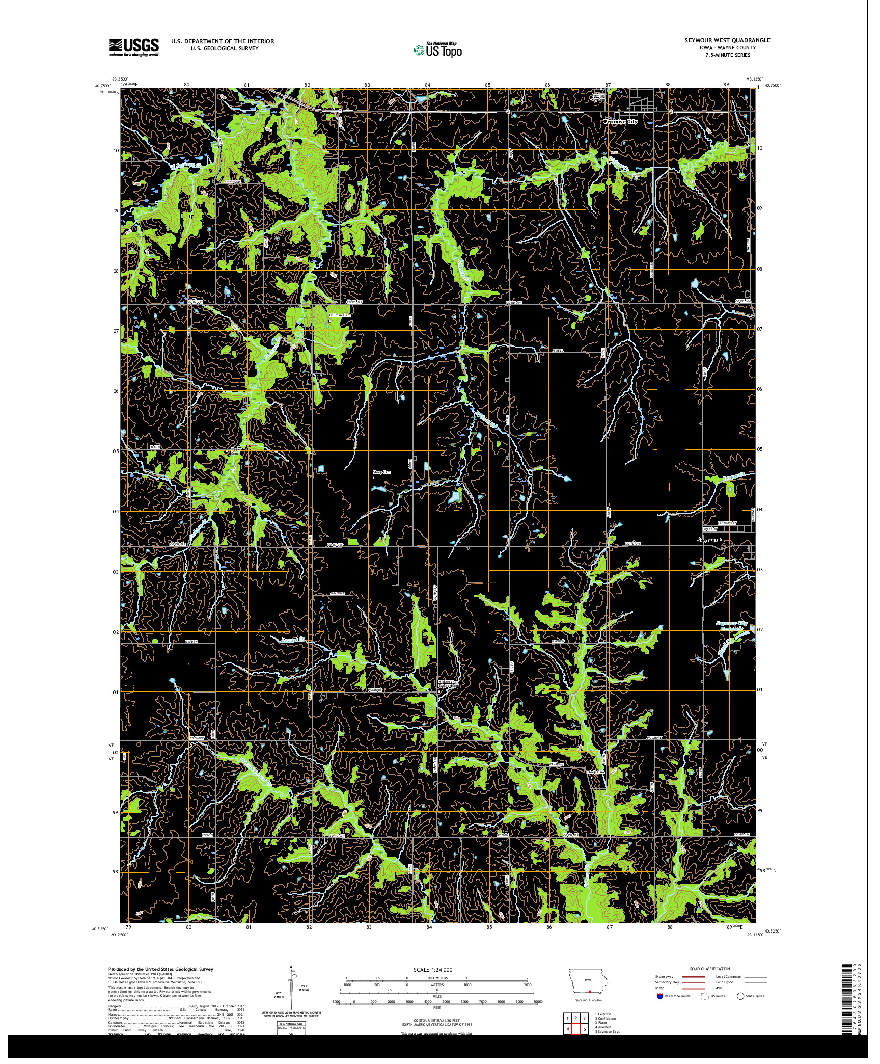 US TOPO 7.5-MINUTE MAP FOR SEYMOUR WEST, IA