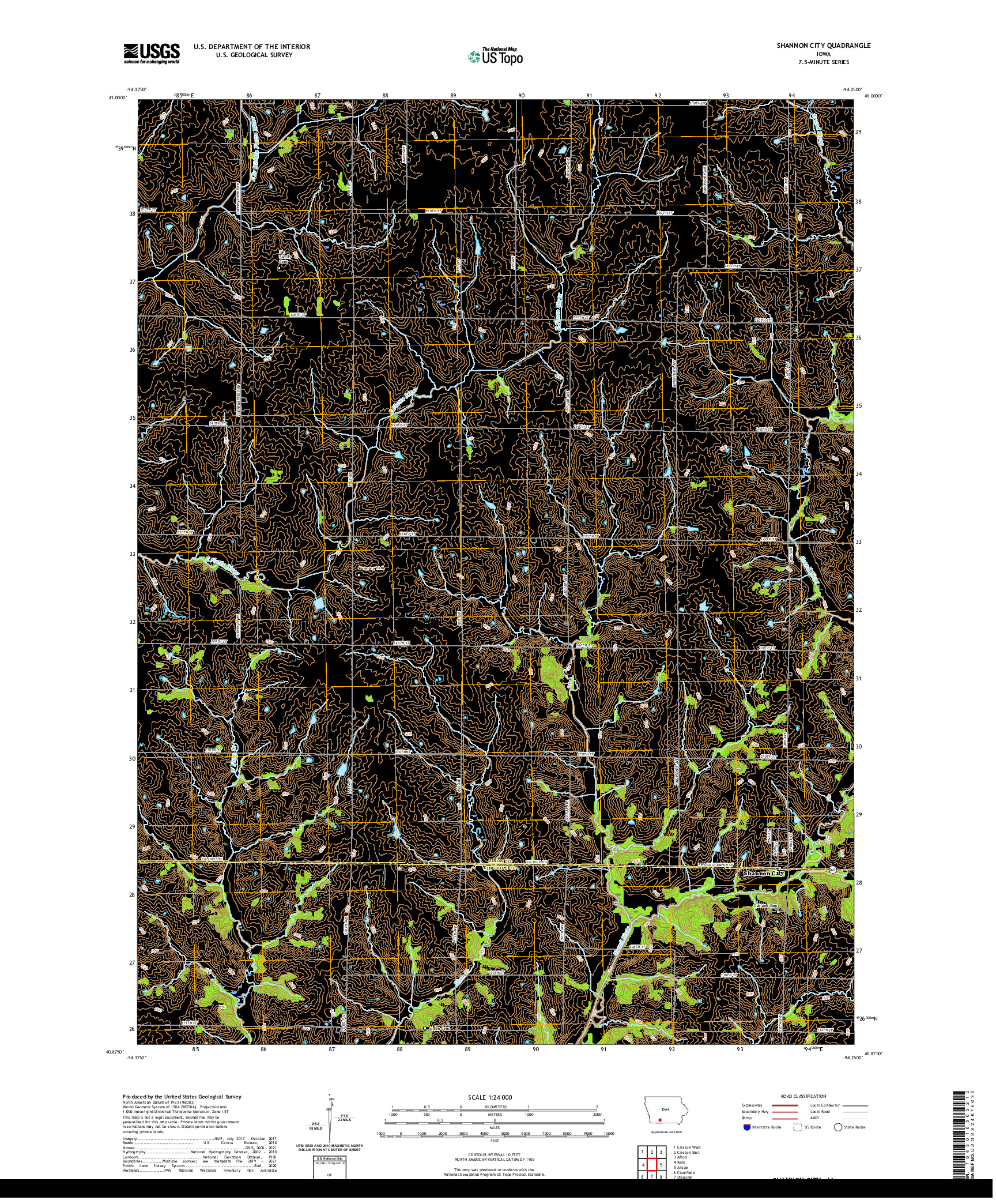 US TOPO 7.5-MINUTE MAP FOR SHANNON CITY, IA