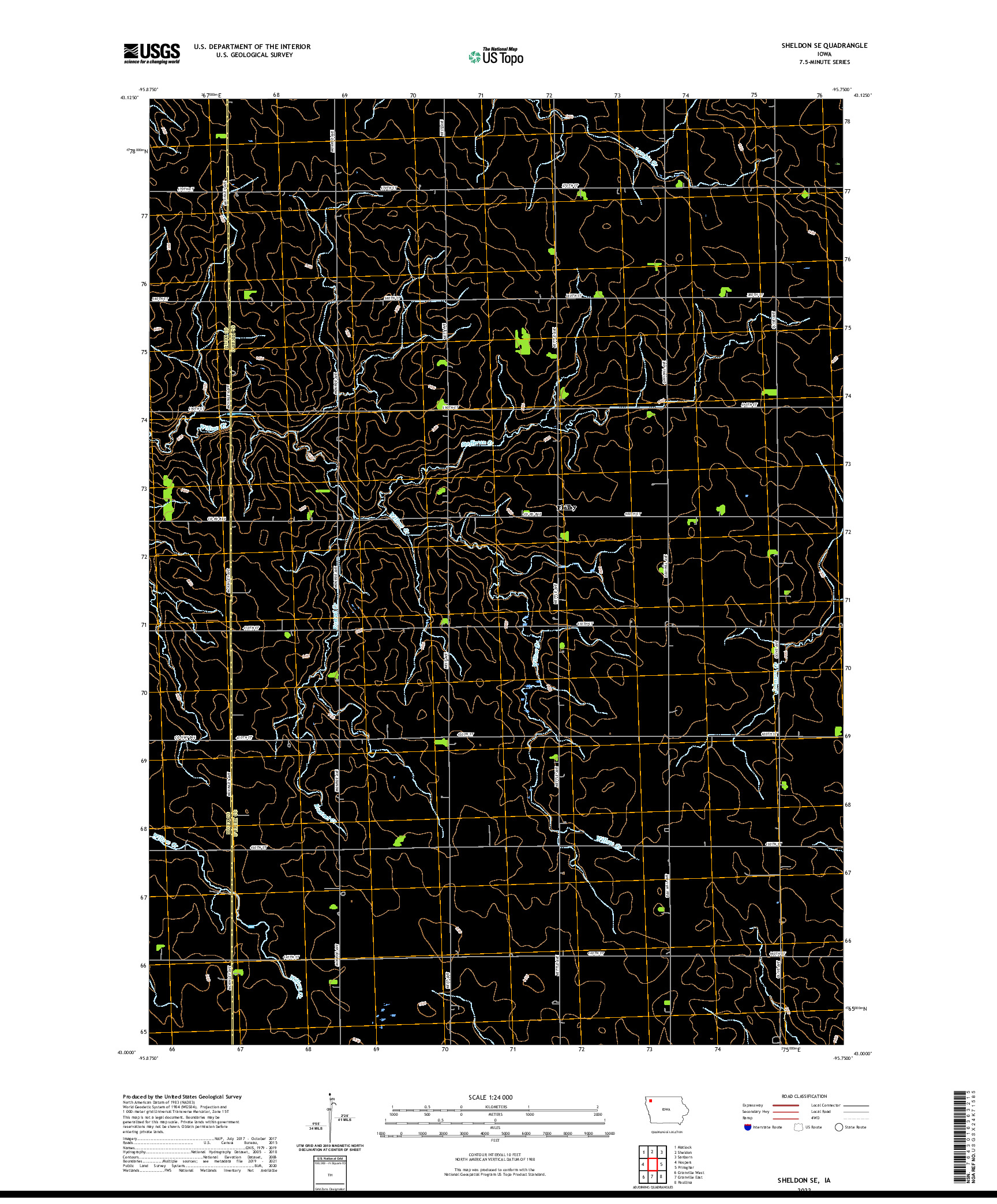 US TOPO 7.5-MINUTE MAP FOR SHELDON SE, IA