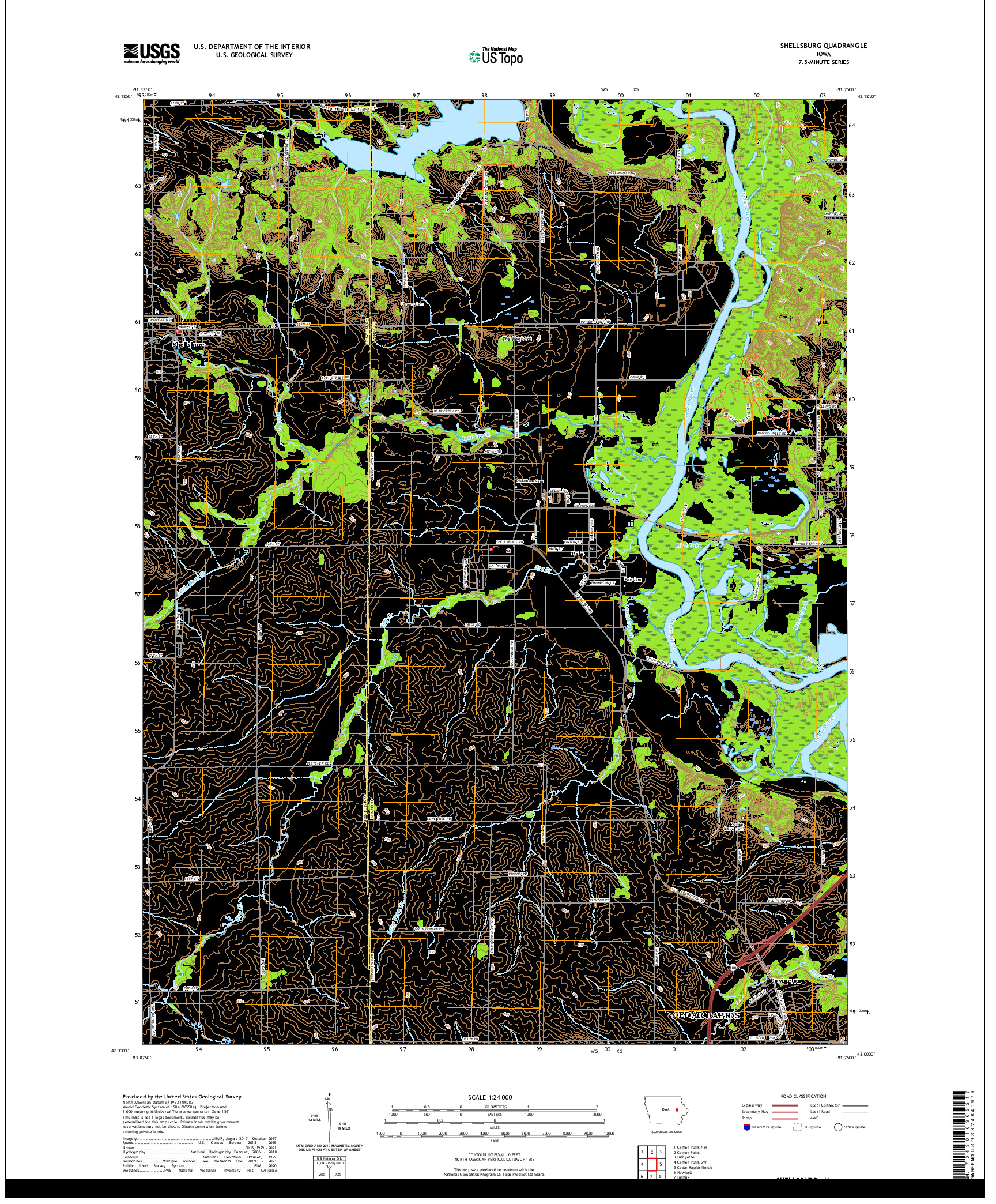 US TOPO 7.5-MINUTE MAP FOR SHELLSBURG, IA