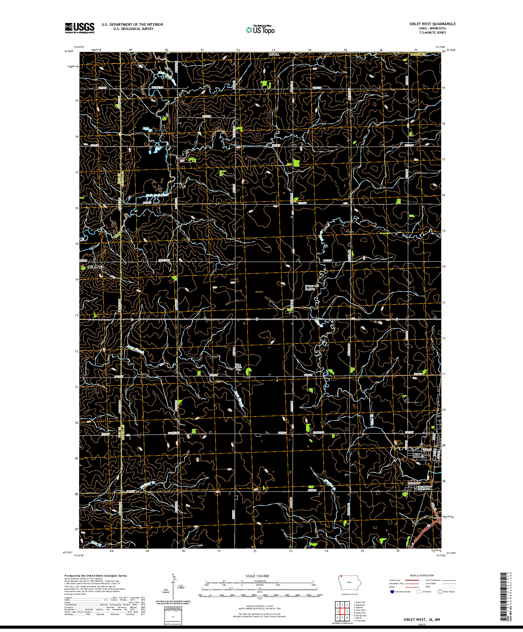 US TOPO 7.5-MINUTE MAP FOR SIBLEY WEST, IA,MN