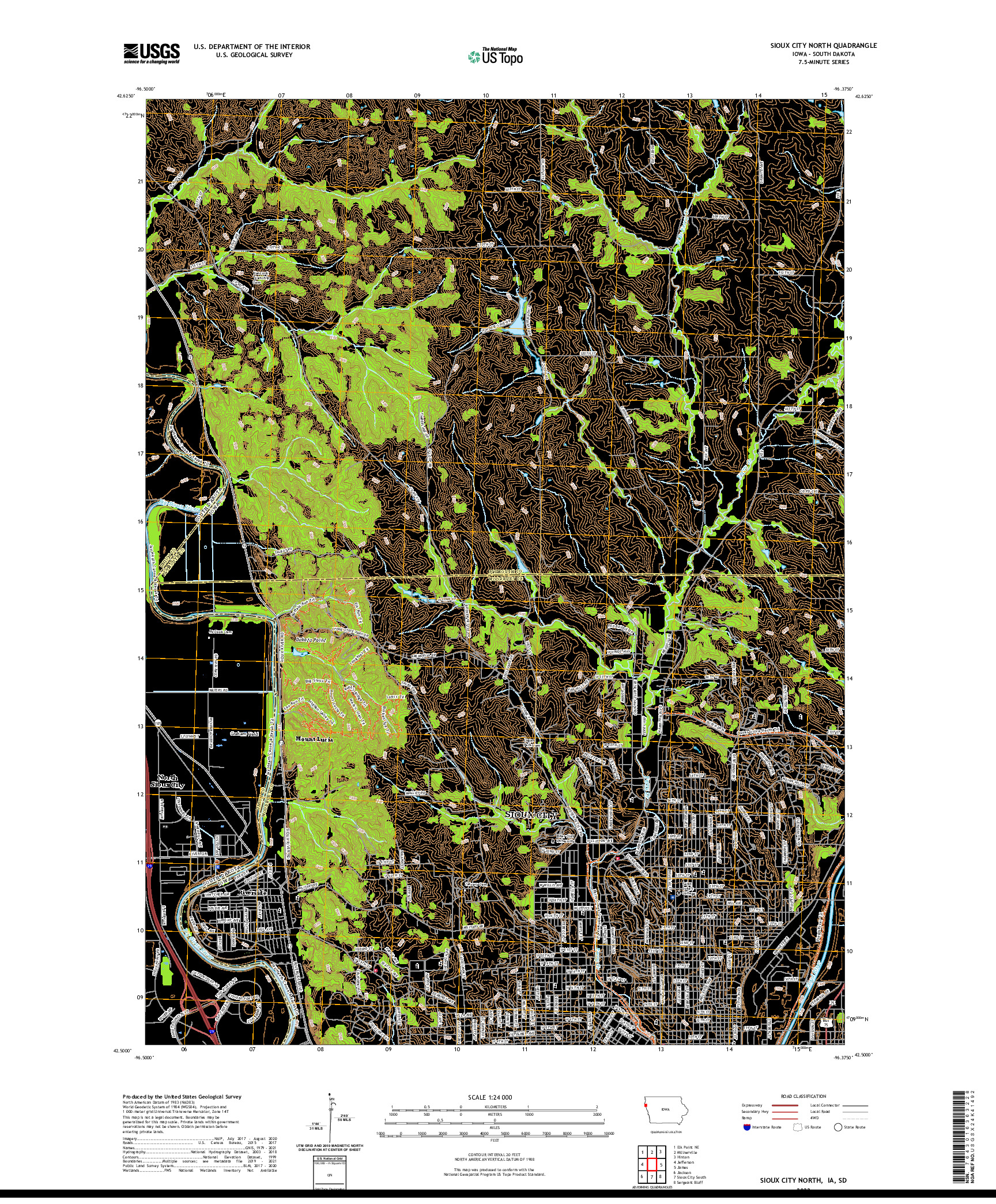 US TOPO 7.5-MINUTE MAP FOR SIOUX CITY NORTH, IA,SD