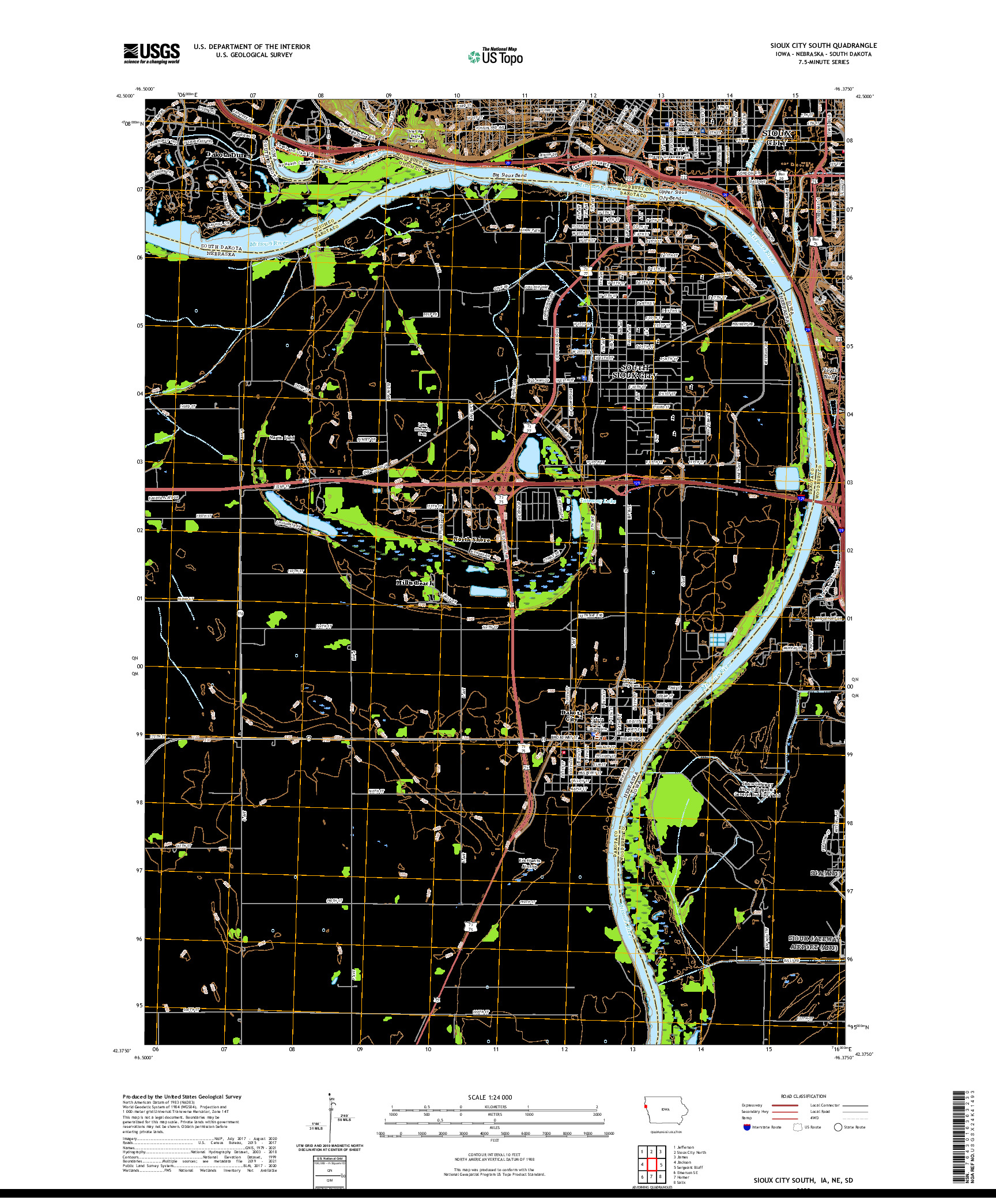 US TOPO 7.5-MINUTE MAP FOR SIOUX CITY SOUTH, IA,NE,SD