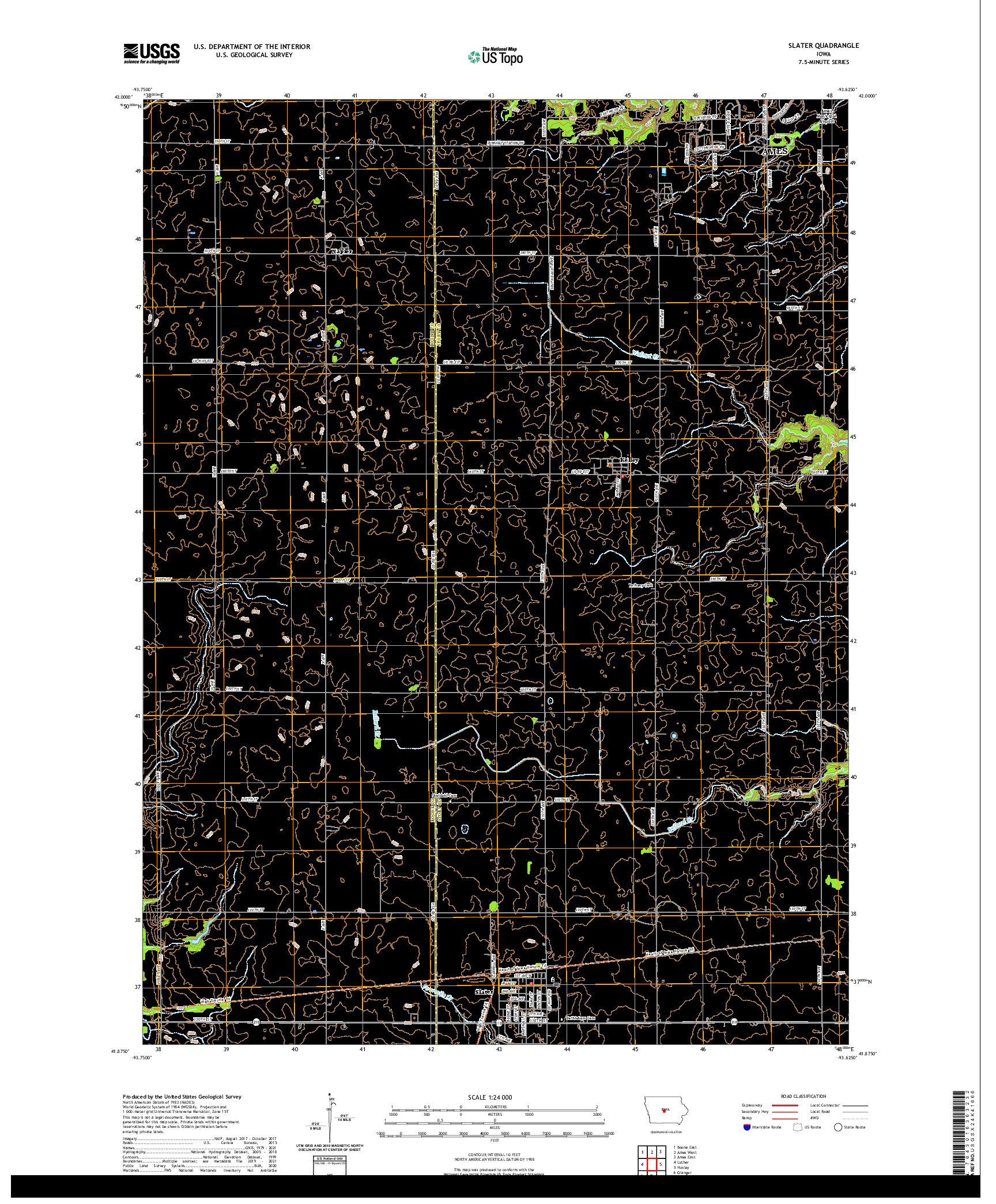 US TOPO 7.5-MINUTE MAP FOR SLATER, IA