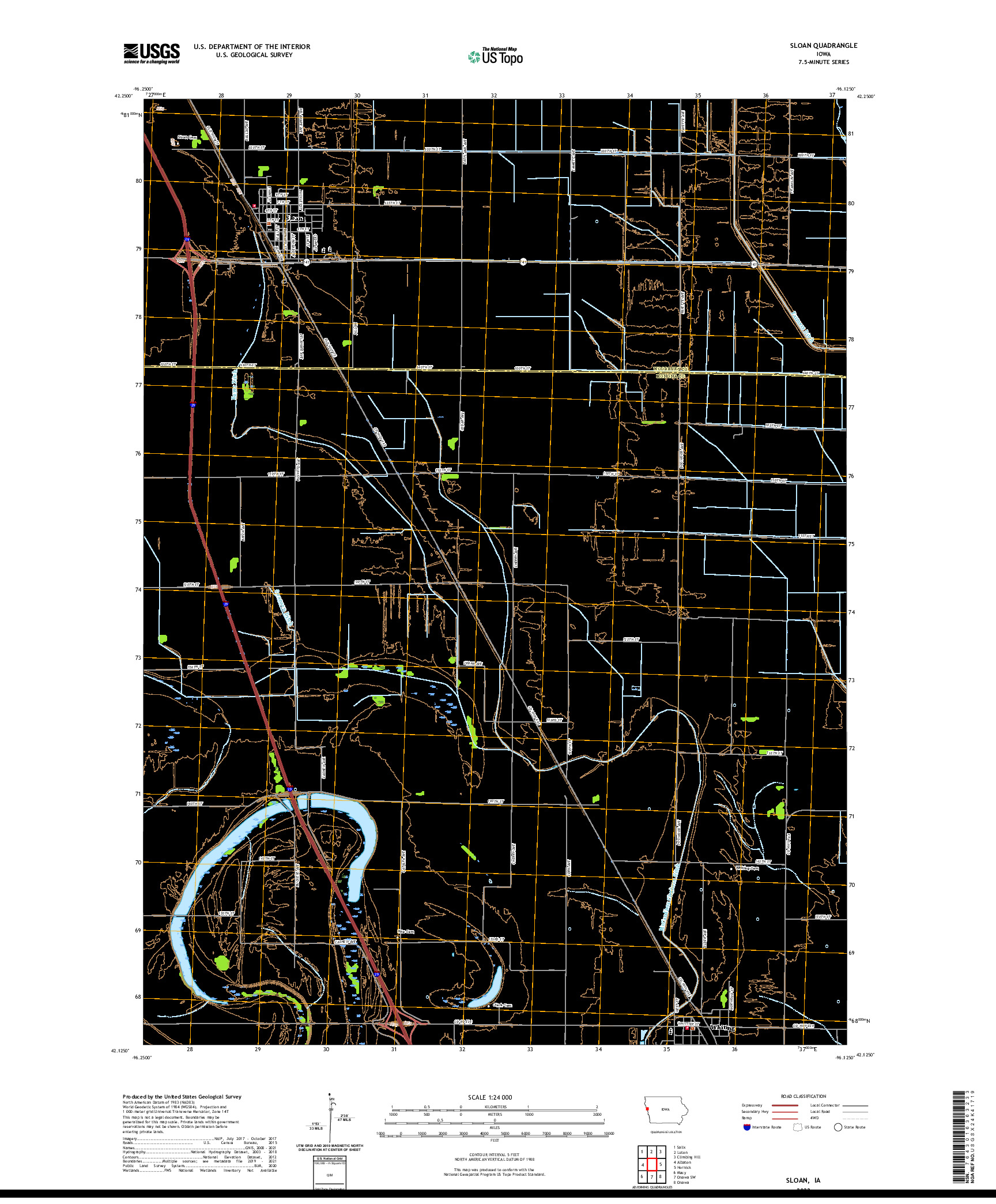 US TOPO 7.5-MINUTE MAP FOR SLOAN, IA