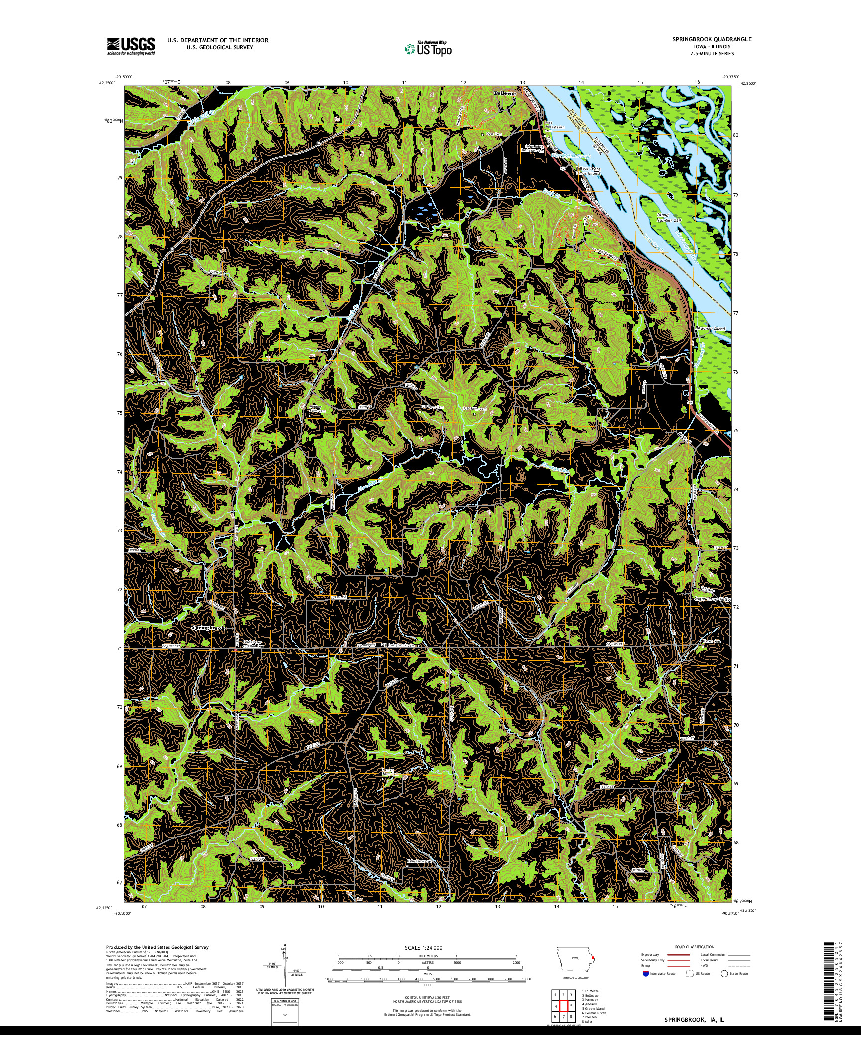 US TOPO 7.5-MINUTE MAP FOR SPRINGBROOK, IA,IL