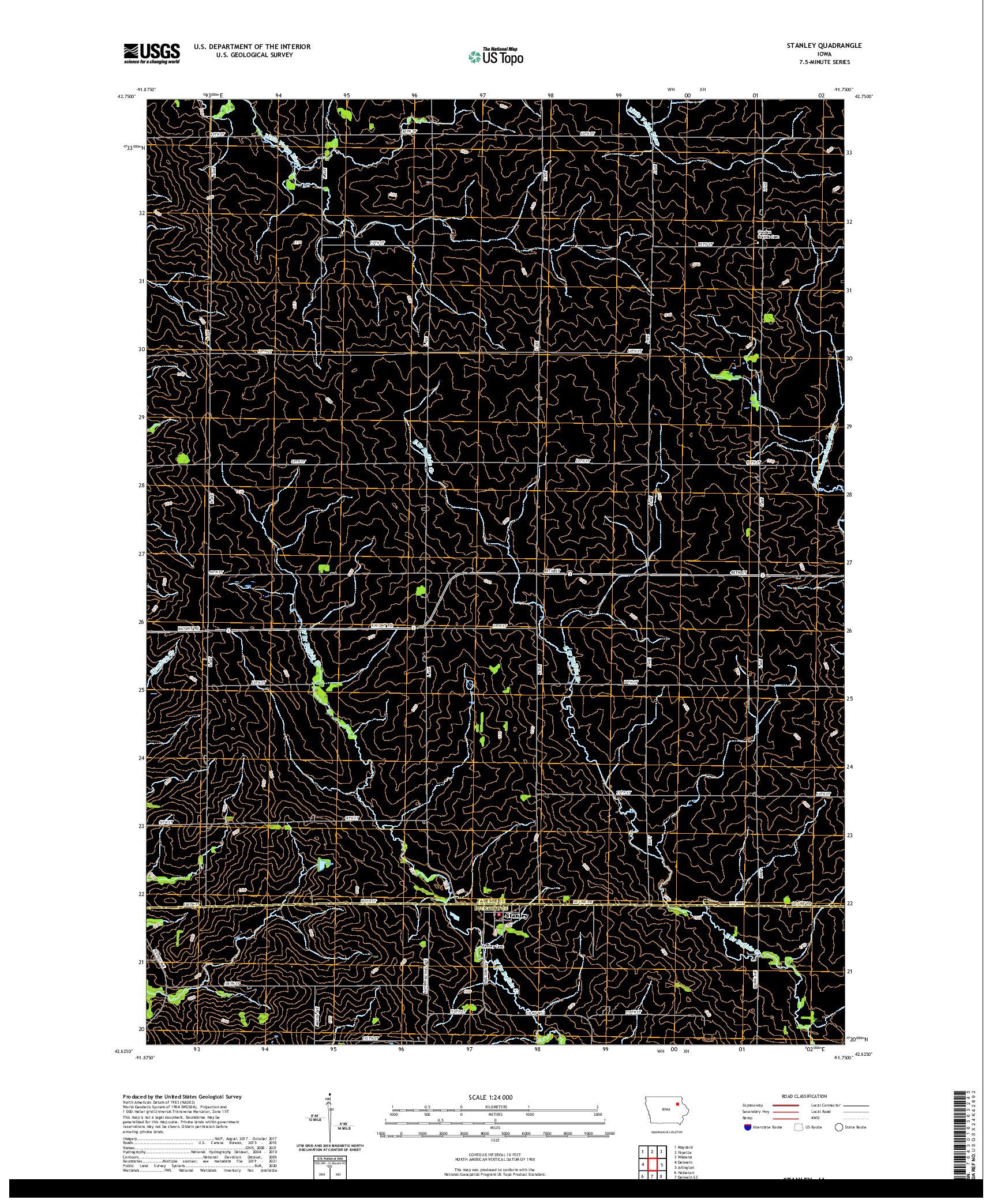 US TOPO 7.5-MINUTE MAP FOR STANLEY, IA