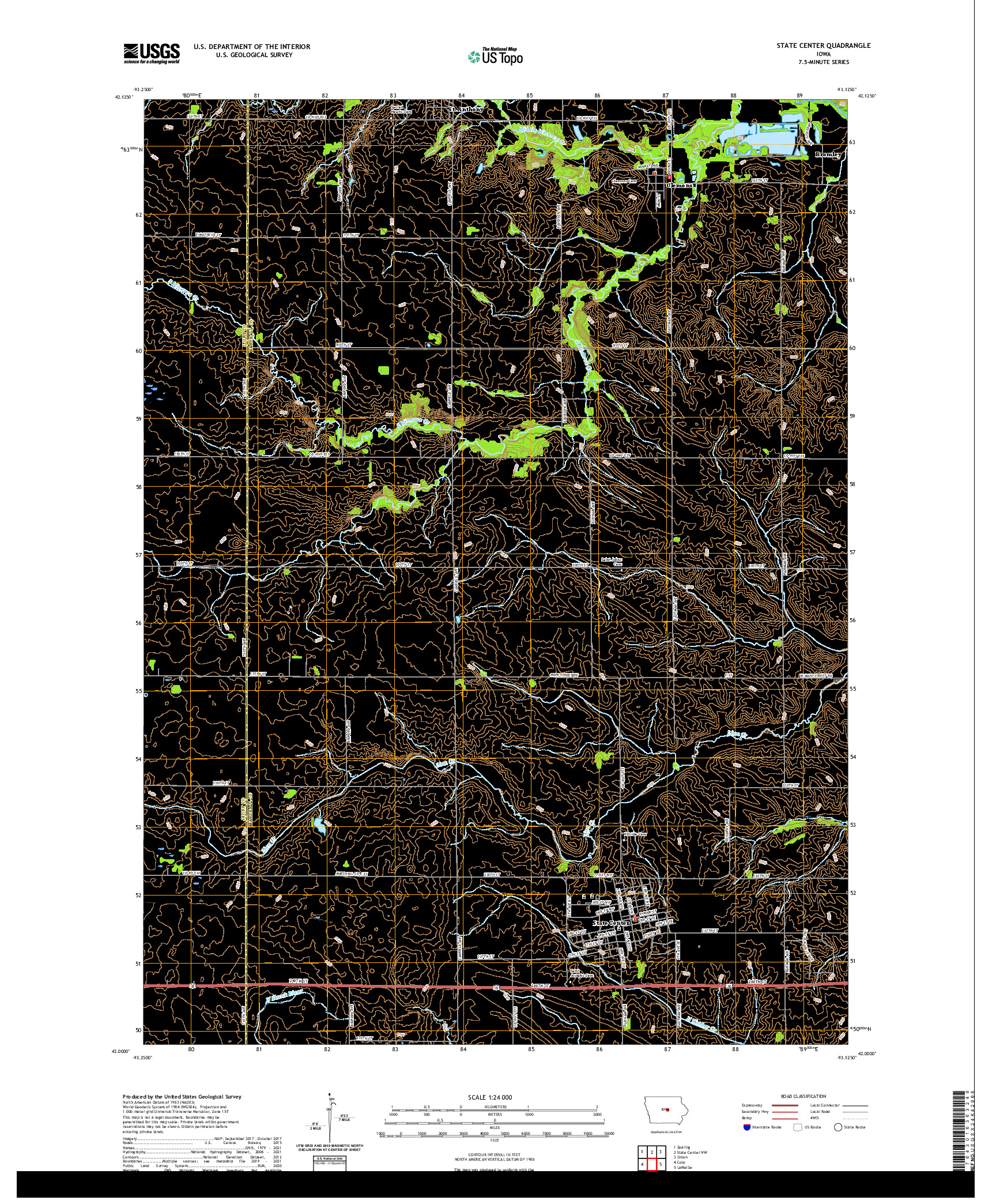 US TOPO 7.5-MINUTE MAP FOR STATE CENTER, IA
