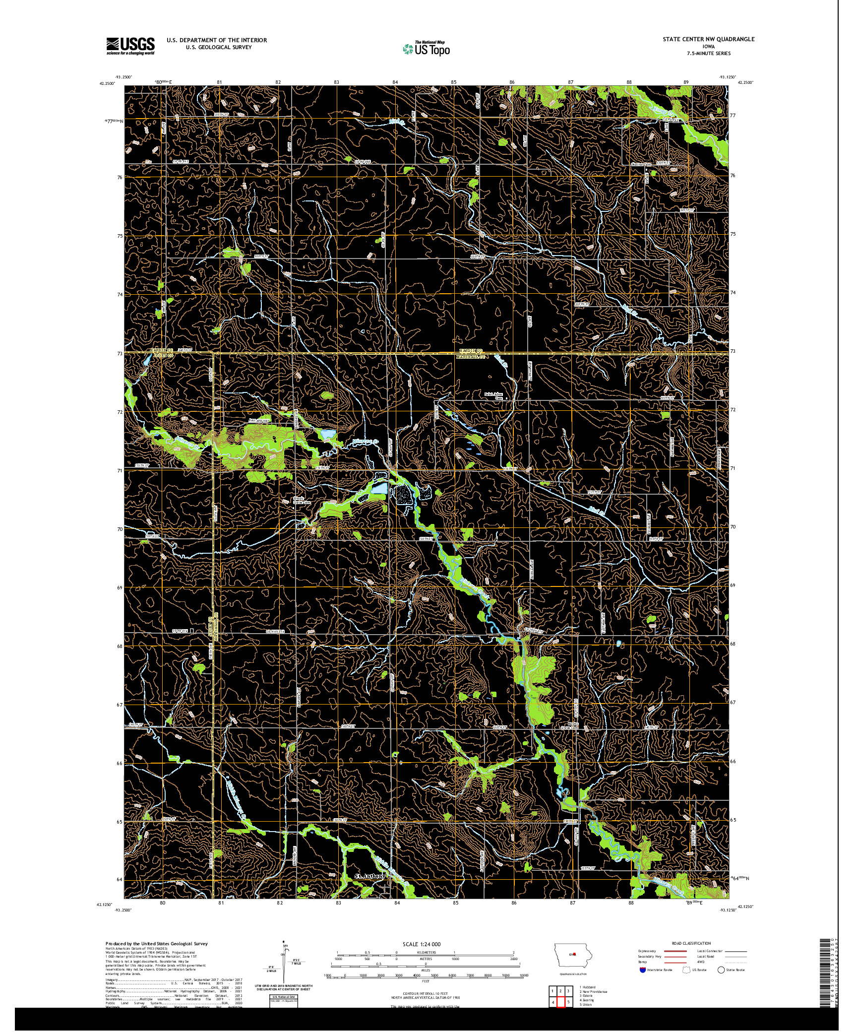 US TOPO 7.5-MINUTE MAP FOR STATE CENTER NW, IA