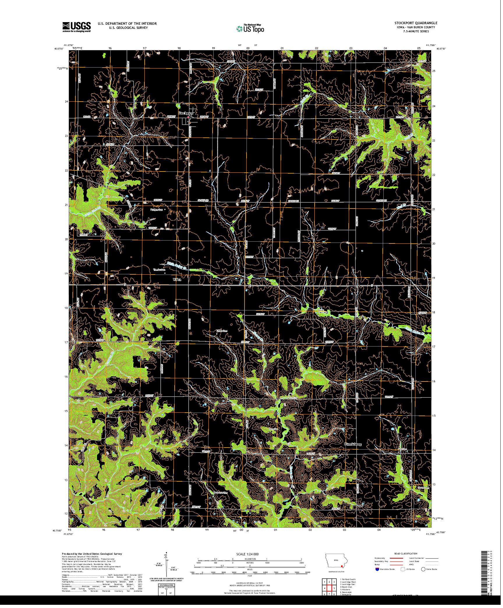 US TOPO 7.5-MINUTE MAP FOR STOCKPORT, IA