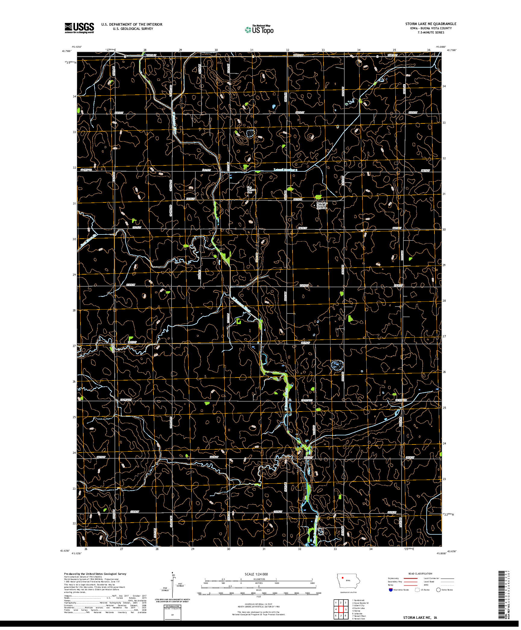 US TOPO 7.5-MINUTE MAP FOR STORM LAKE NE, IA