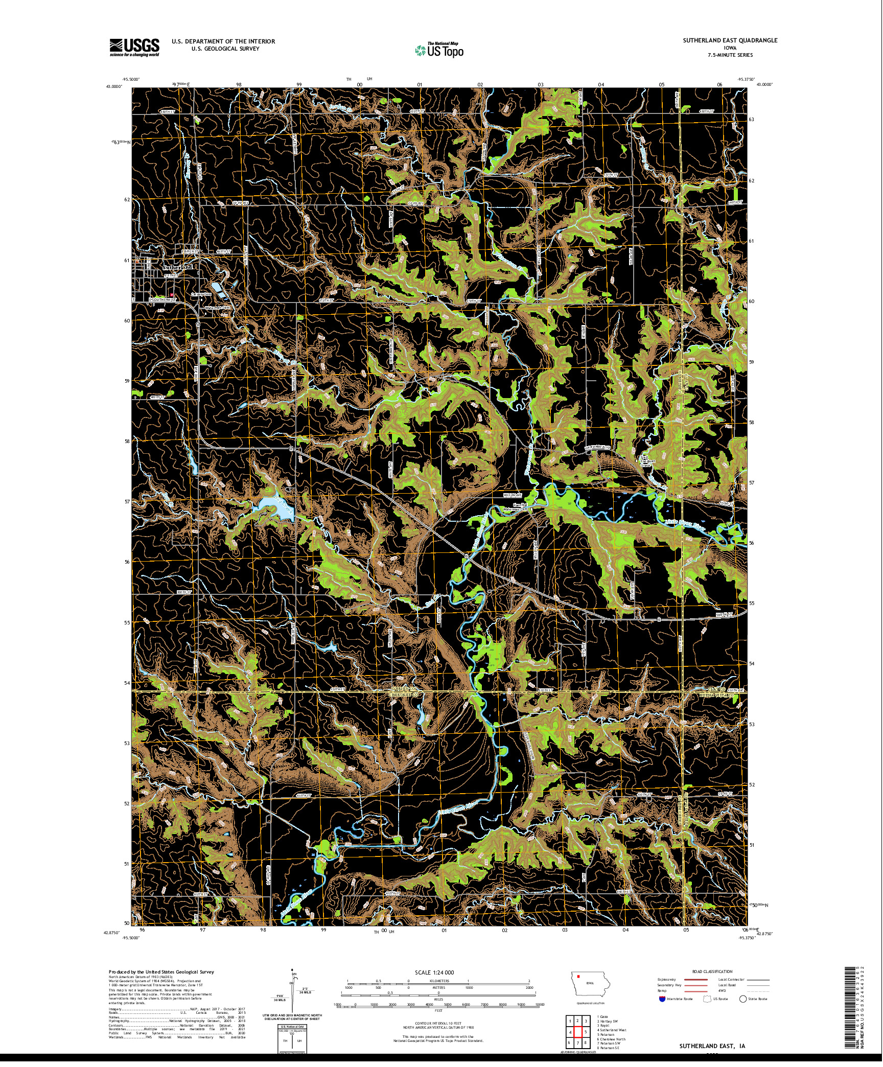 US TOPO 7.5-MINUTE MAP FOR SUTHERLAND EAST, IA