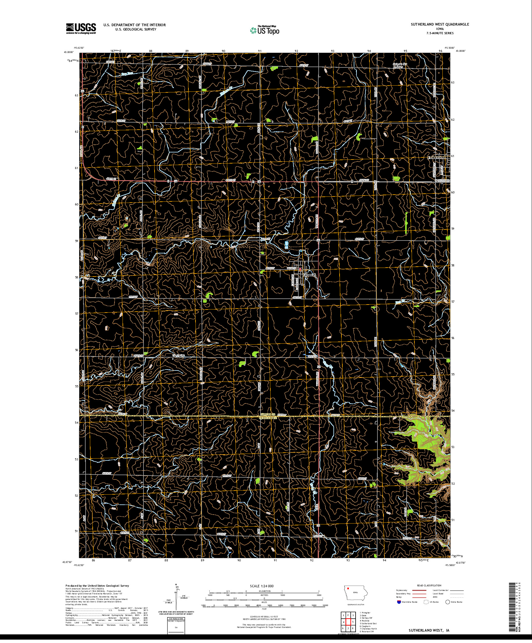 US TOPO 7.5-MINUTE MAP FOR SUTHERLAND WEST, IA