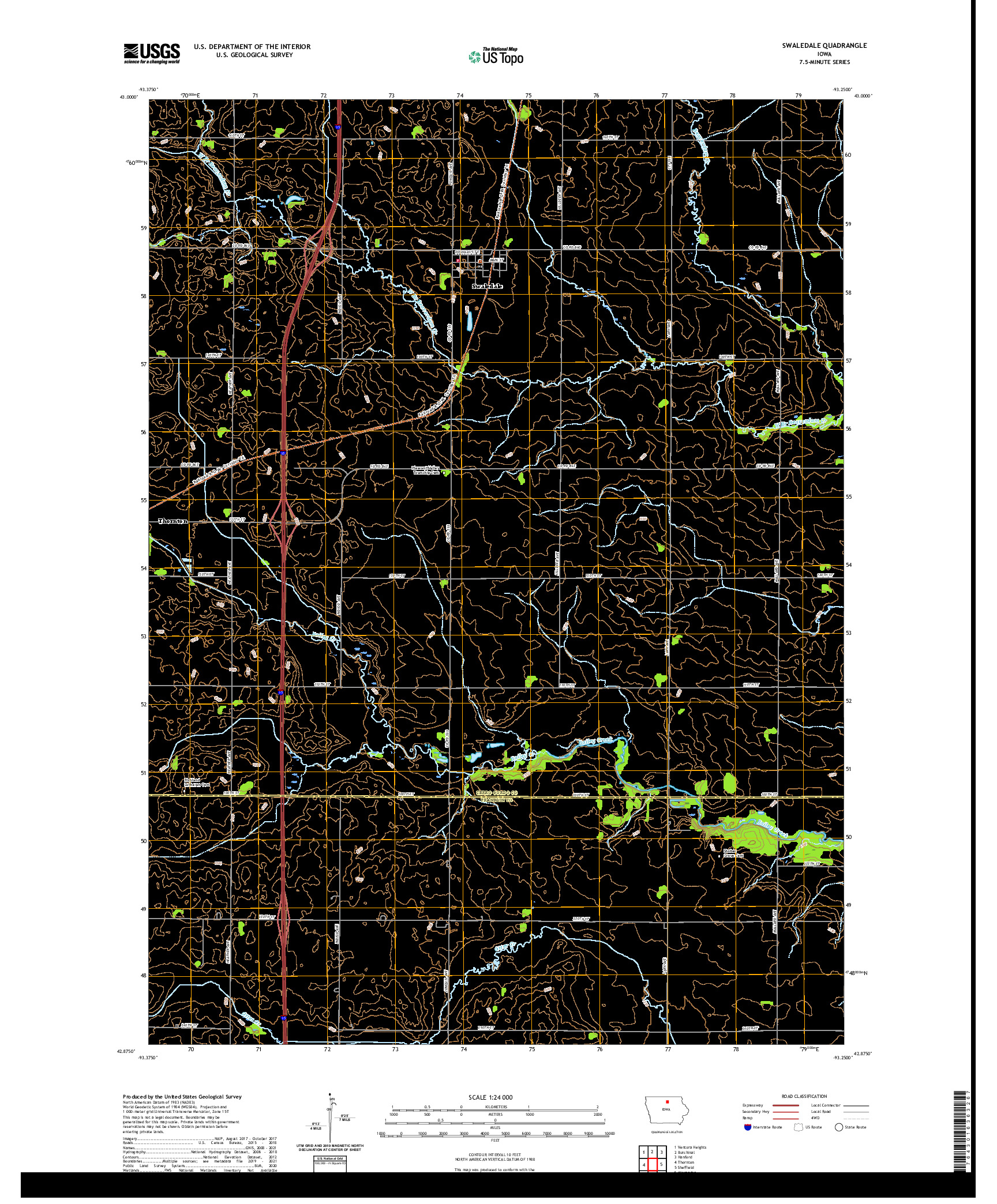 US TOPO 7.5-MINUTE MAP FOR SWALEDALE, IA