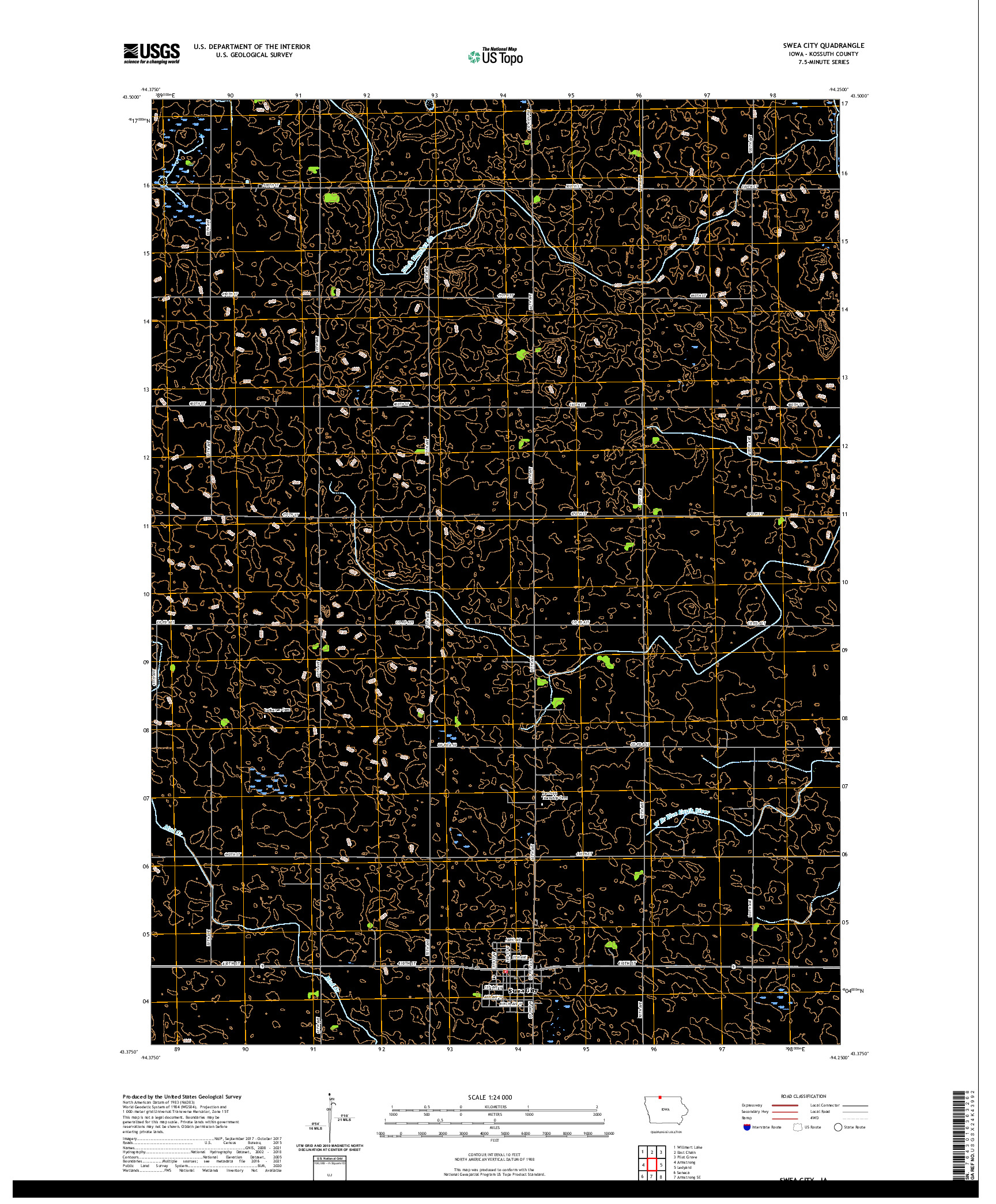 US TOPO 7.5-MINUTE MAP FOR SWEA CITY, IA