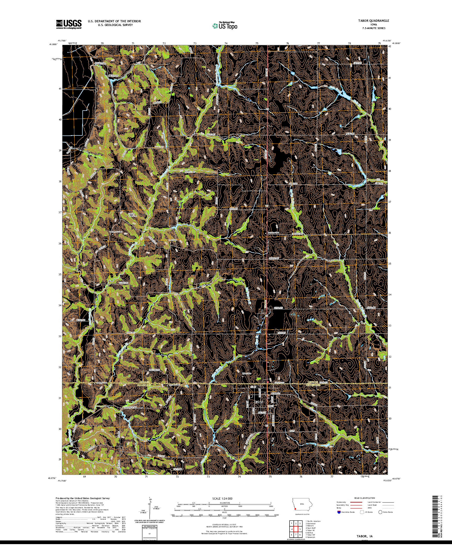 US TOPO 7.5-MINUTE MAP FOR TABOR, IA
