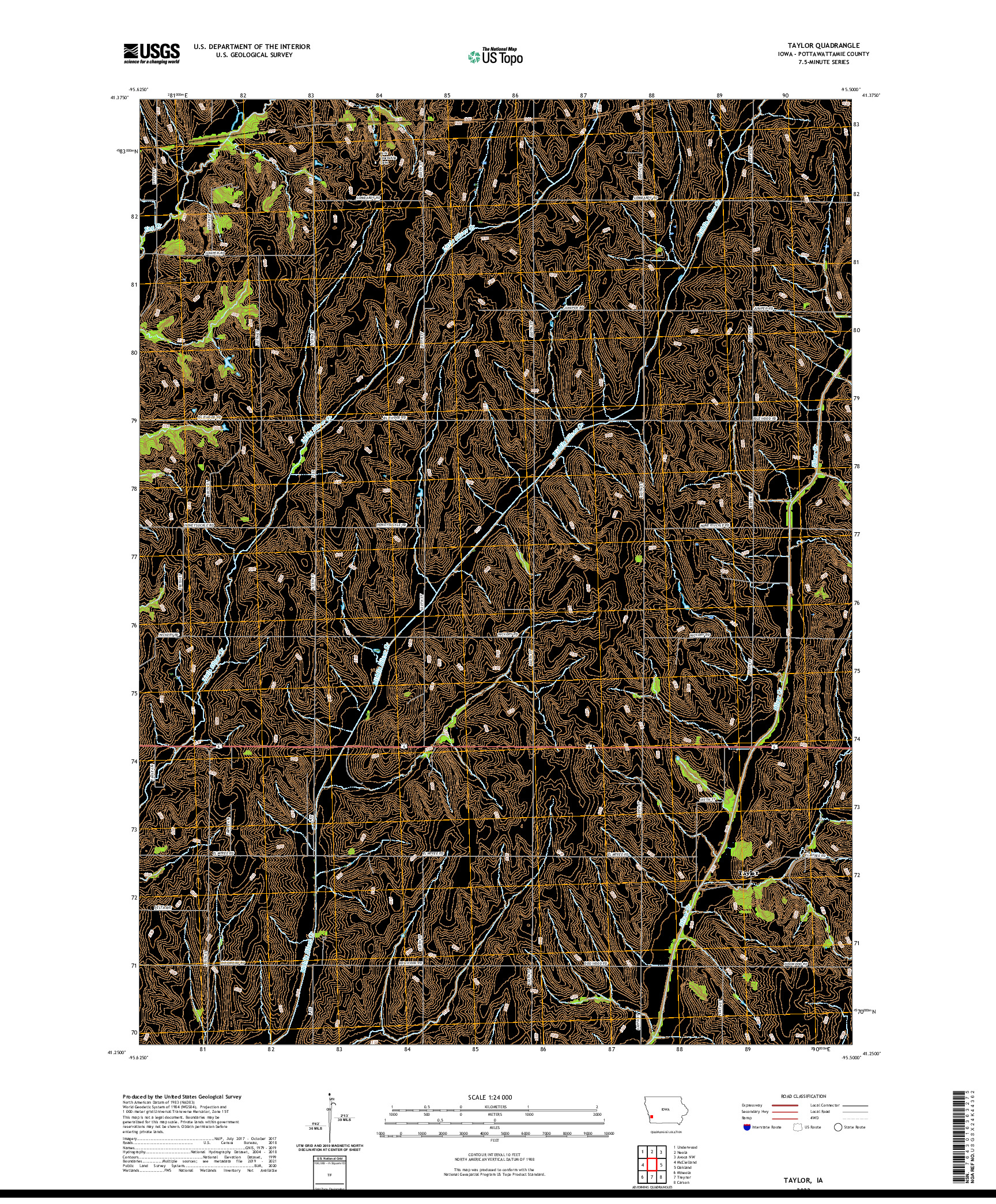 US TOPO 7.5-MINUTE MAP FOR TAYLOR, IA