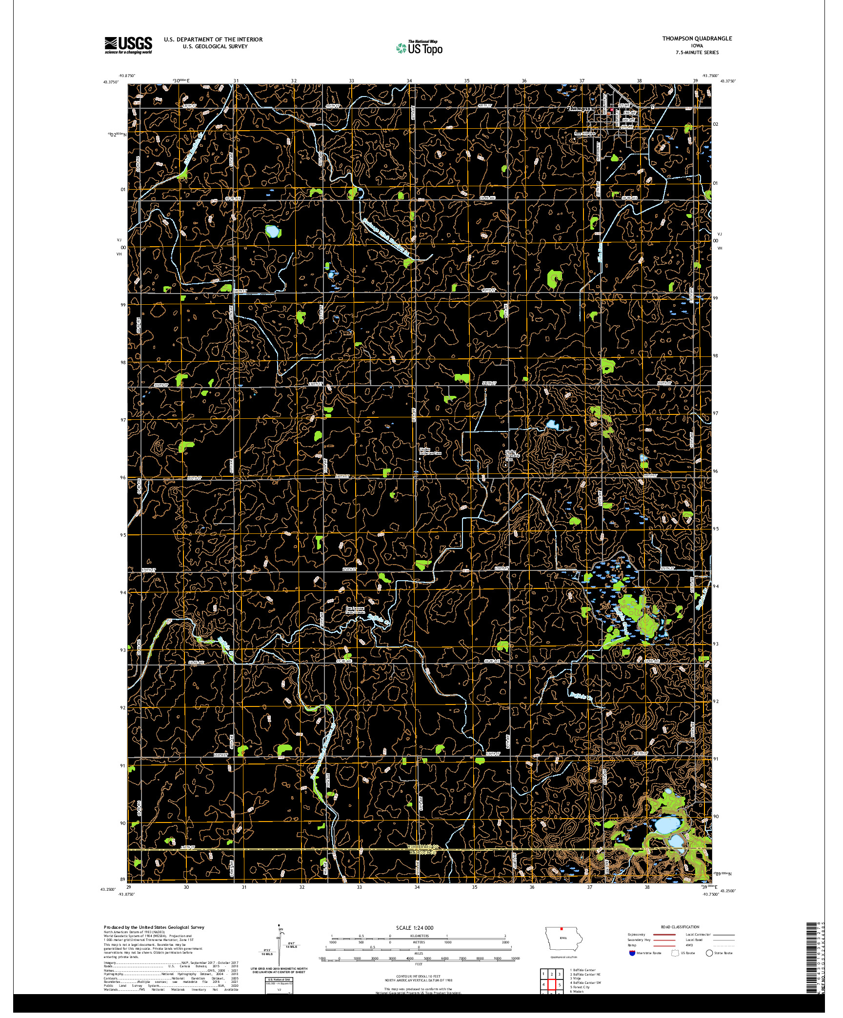 US TOPO 7.5-MINUTE MAP FOR THOMPSON, IA