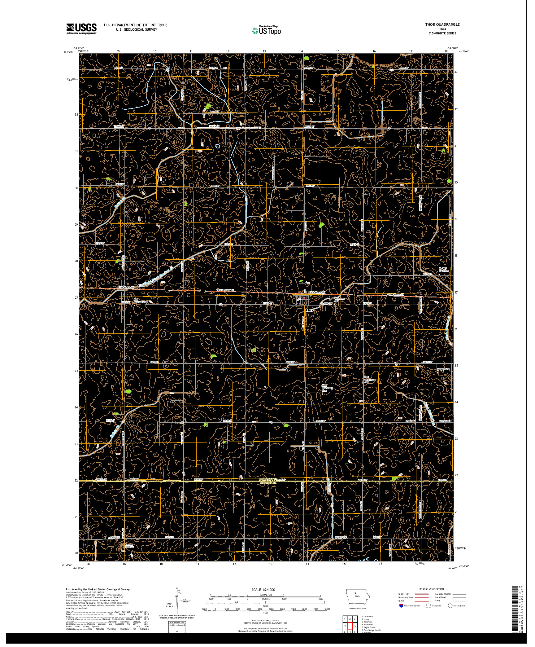 US TOPO 7.5-MINUTE MAP FOR THOR, IA