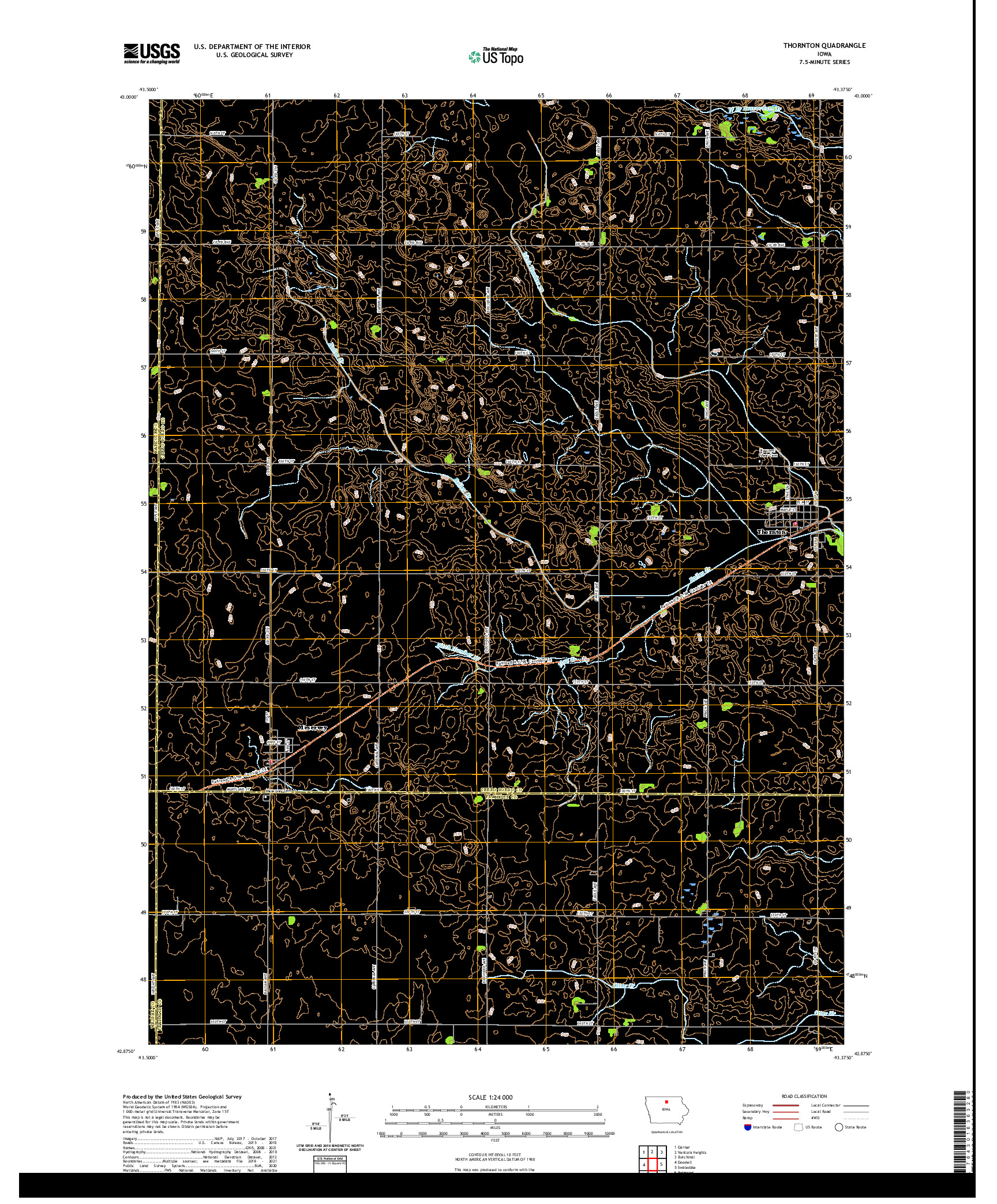 US TOPO 7.5-MINUTE MAP FOR THORNTON, IA