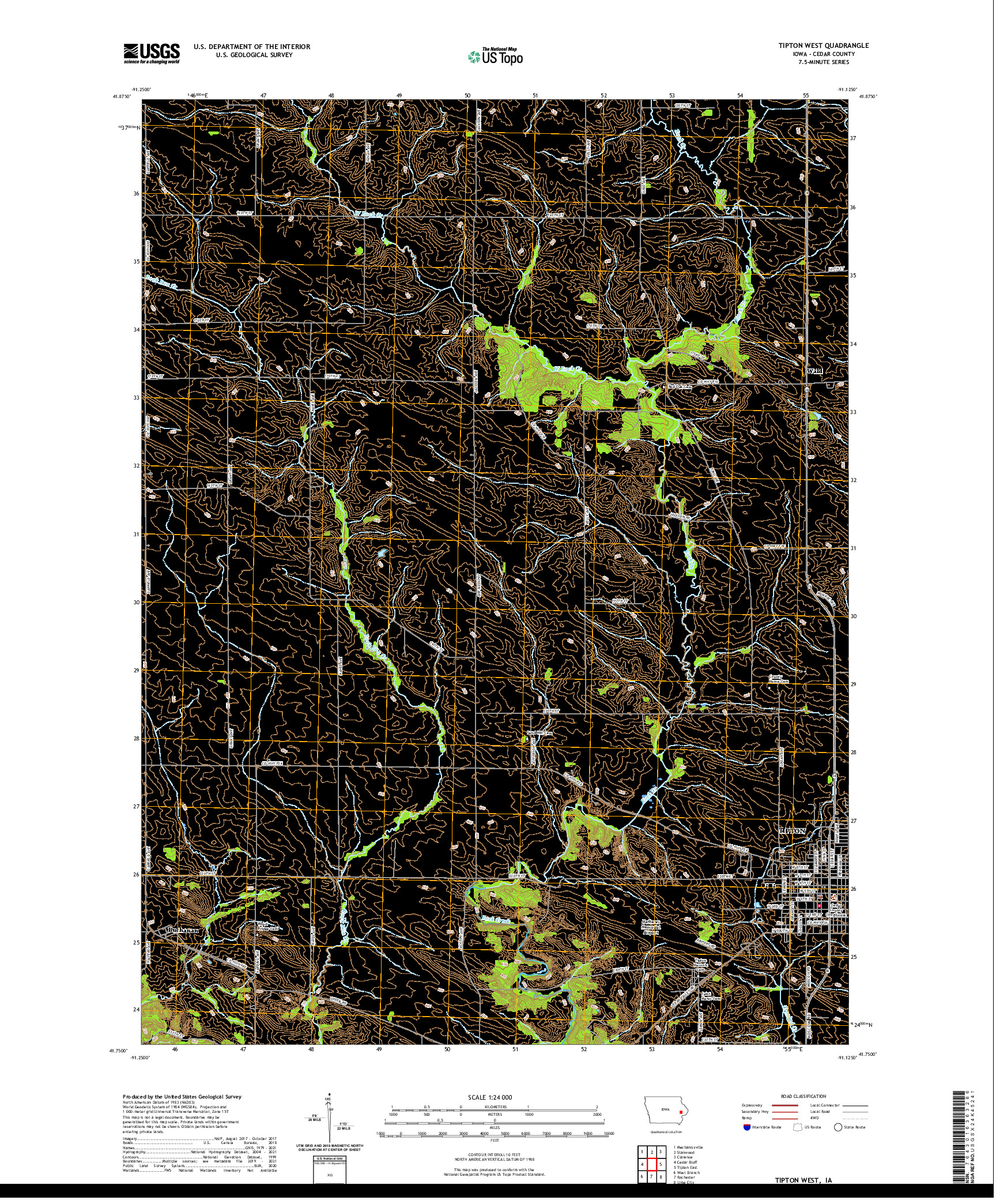 US TOPO 7.5-MINUTE MAP FOR TIPTON WEST, IA