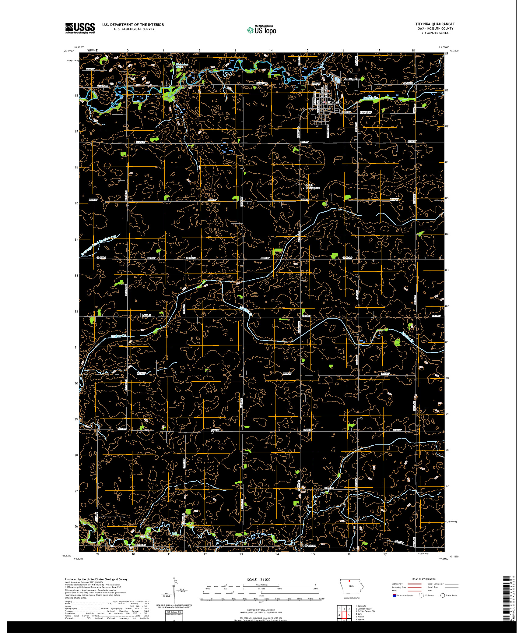 US TOPO 7.5-MINUTE MAP FOR TITONKA, IA