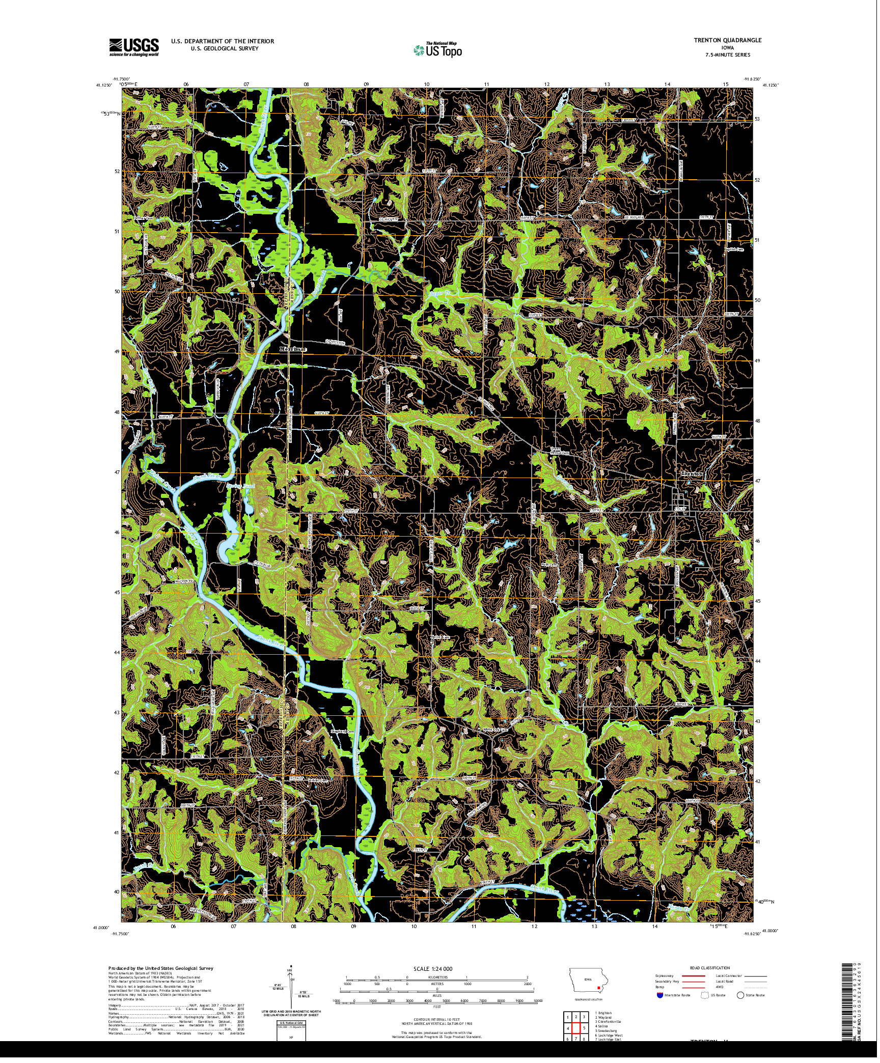 US TOPO 7.5-MINUTE MAP FOR TRENTON, IA