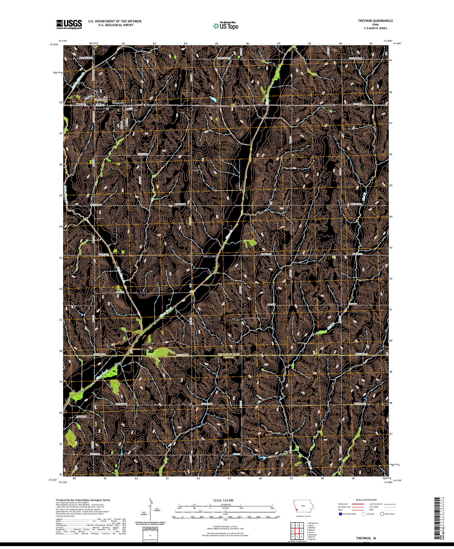 US TOPO 7.5-MINUTE MAP FOR TREYNOR, IA