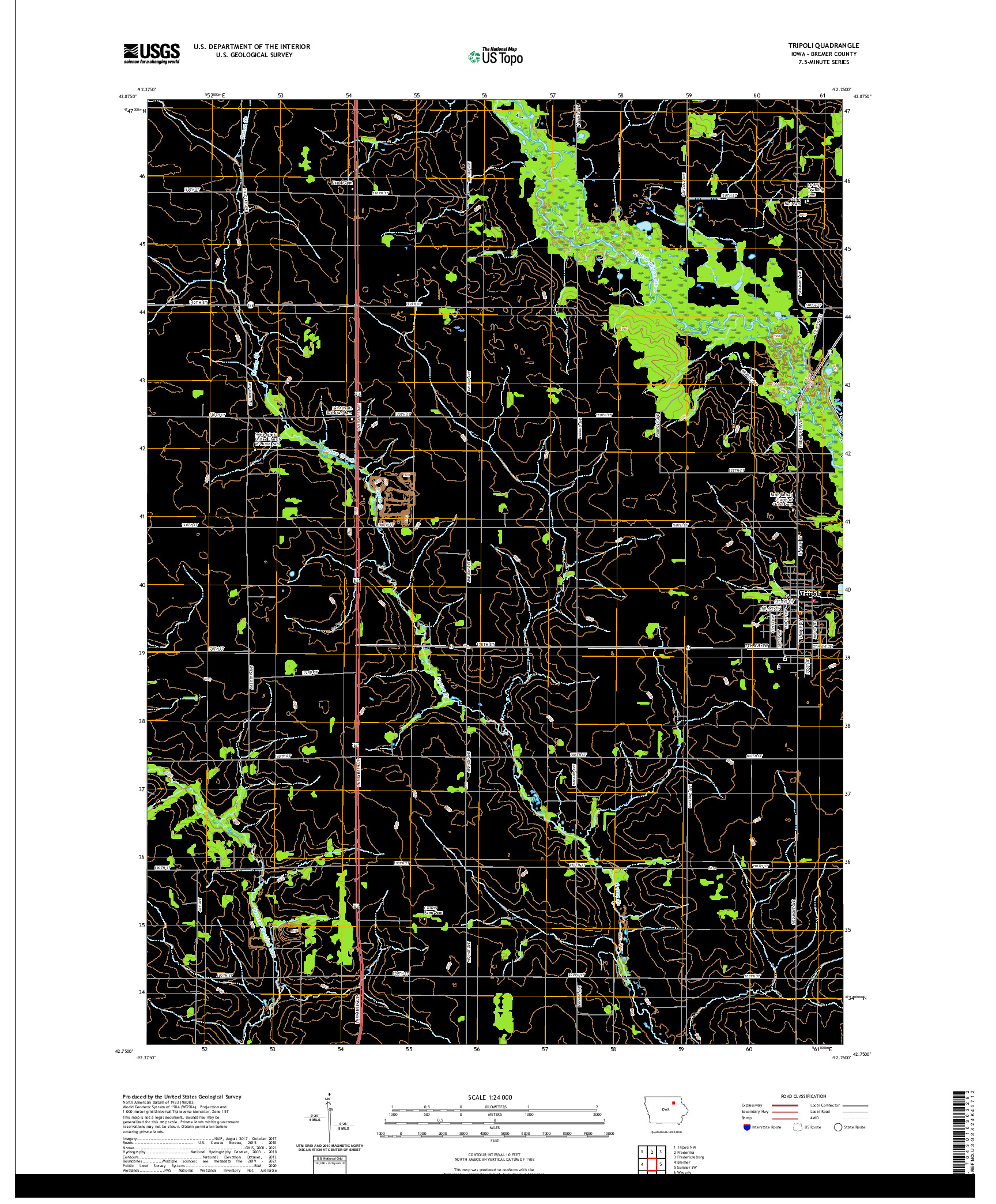 US TOPO 7.5-MINUTE MAP FOR TRIPOLI, IA