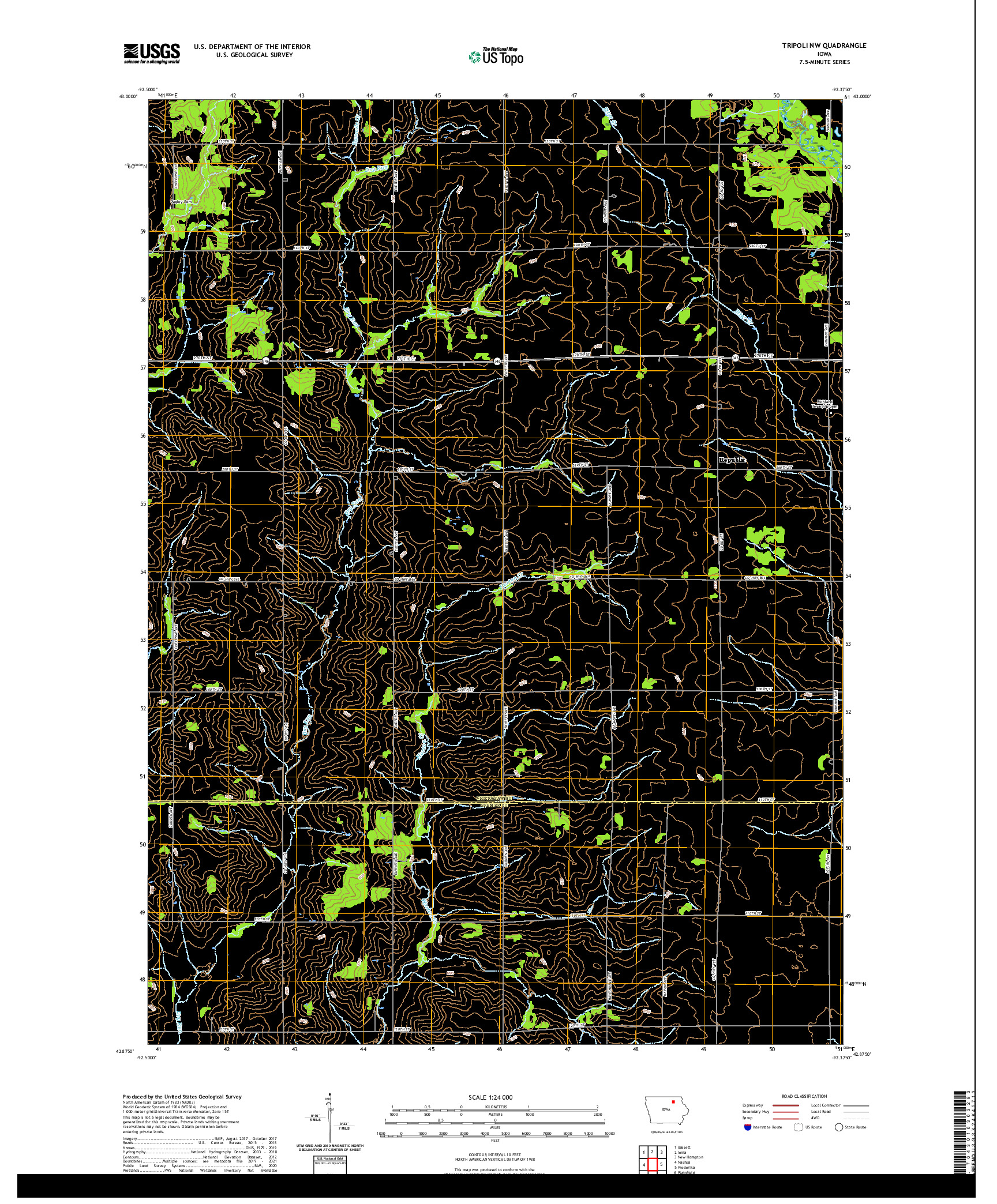 US TOPO 7.5-MINUTE MAP FOR TRIPOLI NW, IA