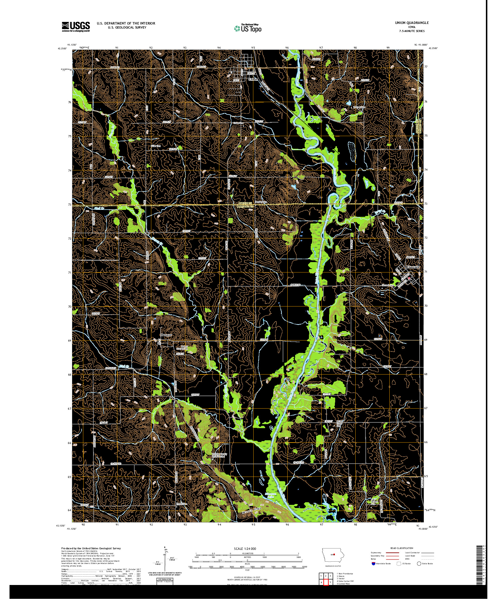 US TOPO 7.5-MINUTE MAP FOR UNION, IA