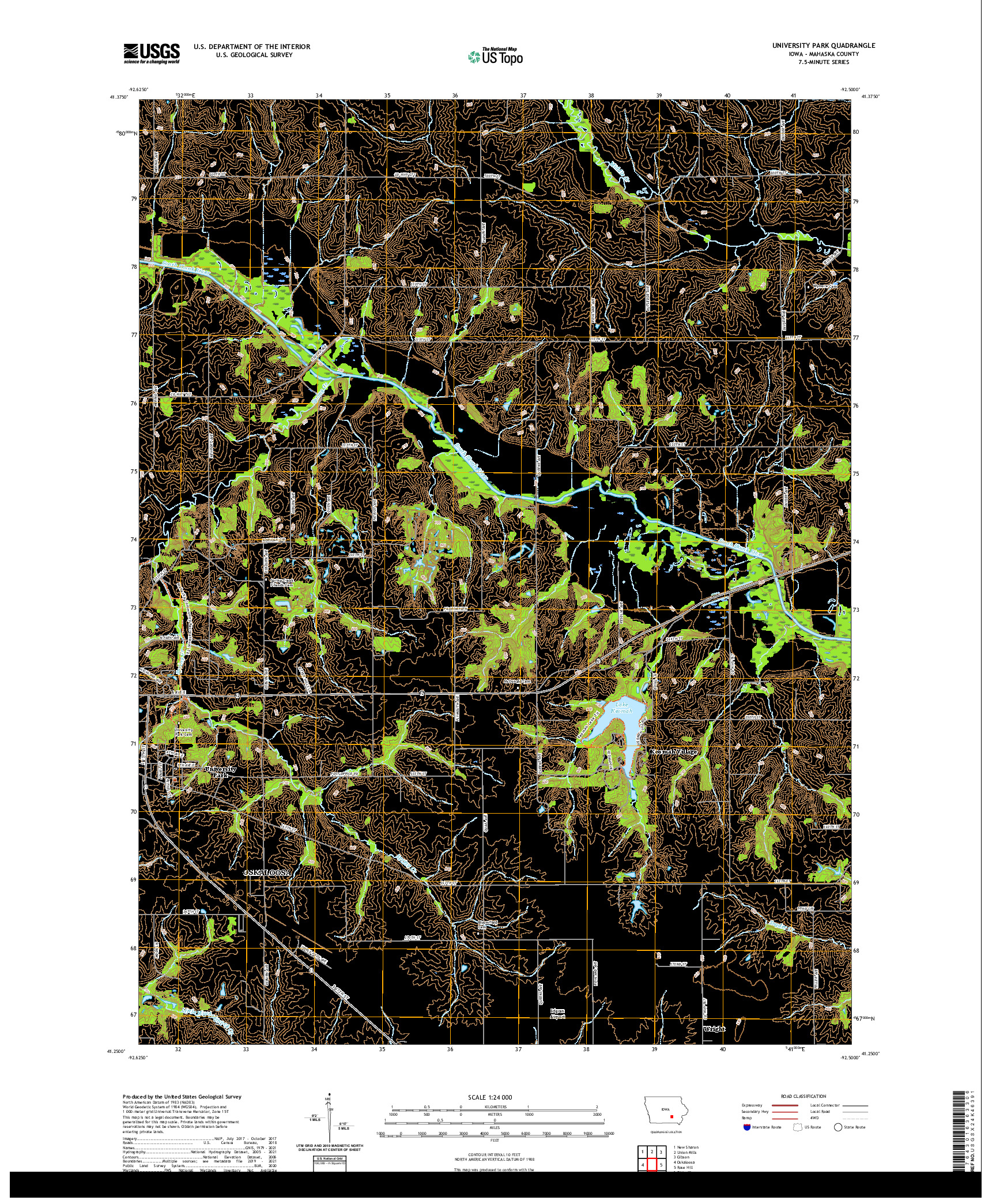 US TOPO 7.5-MINUTE MAP FOR UNIVERSITY PARK, IA