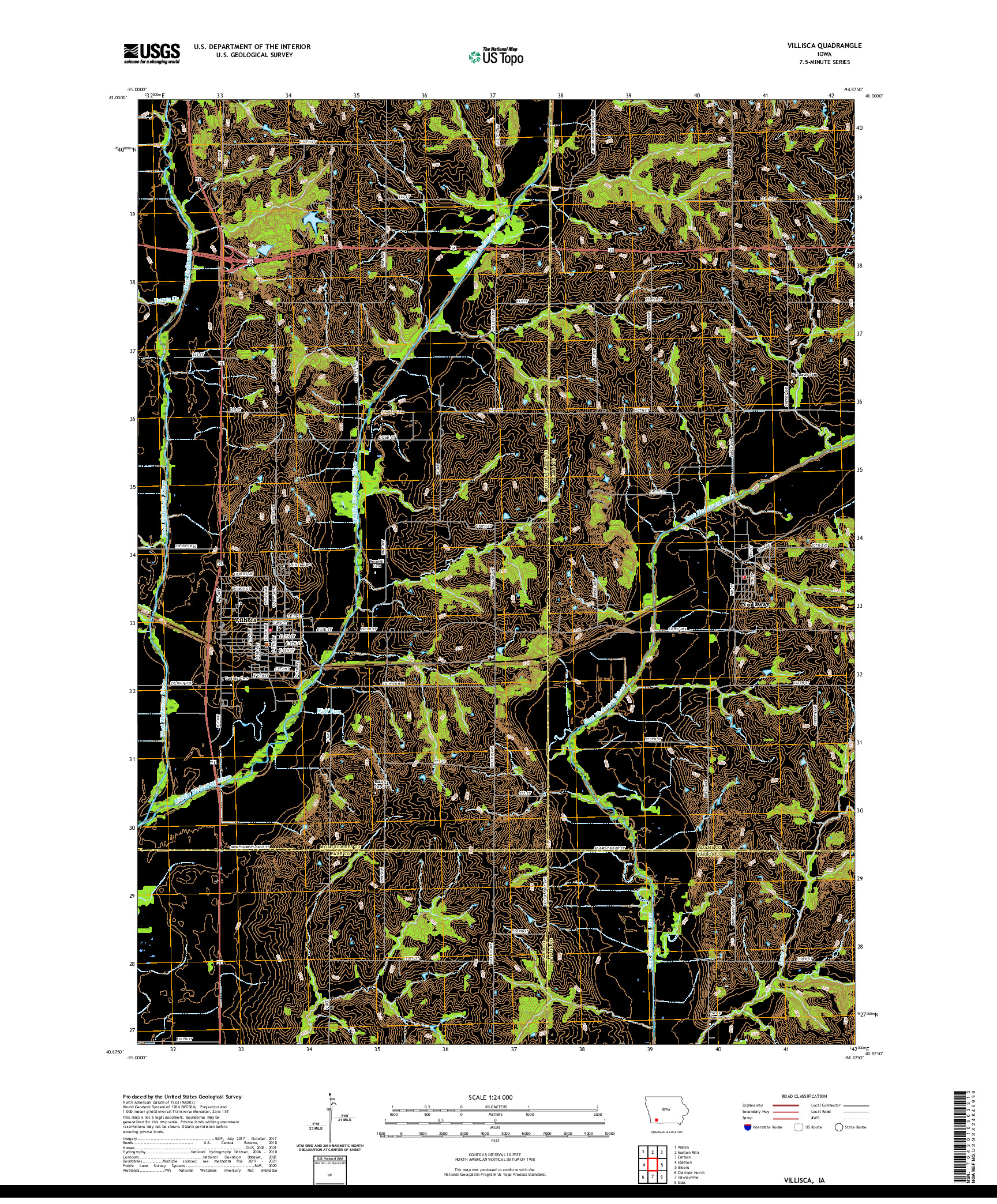 US TOPO 7.5-MINUTE MAP FOR VILLISCA, IA