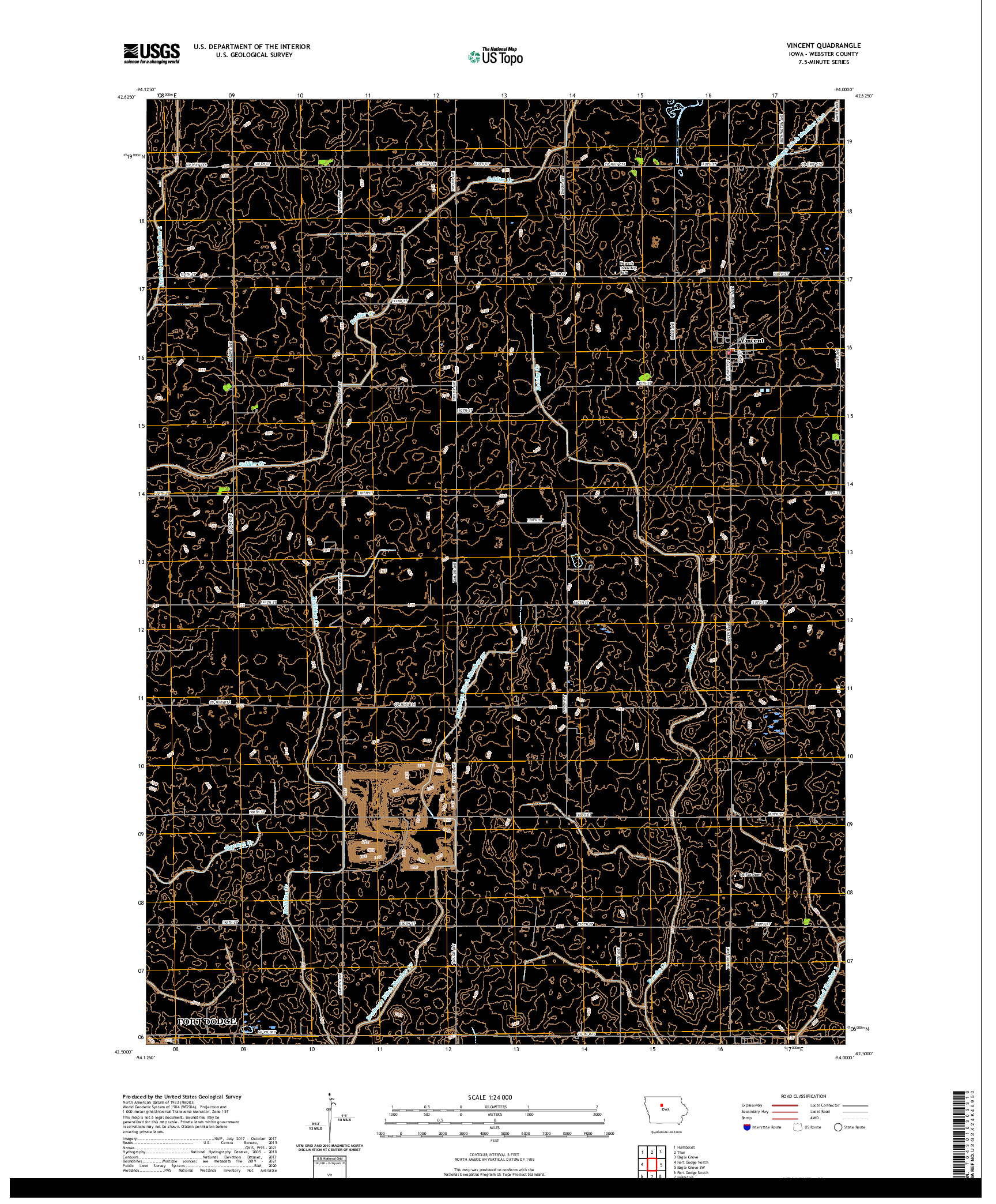 US TOPO 7.5-MINUTE MAP FOR VINCENT, IA