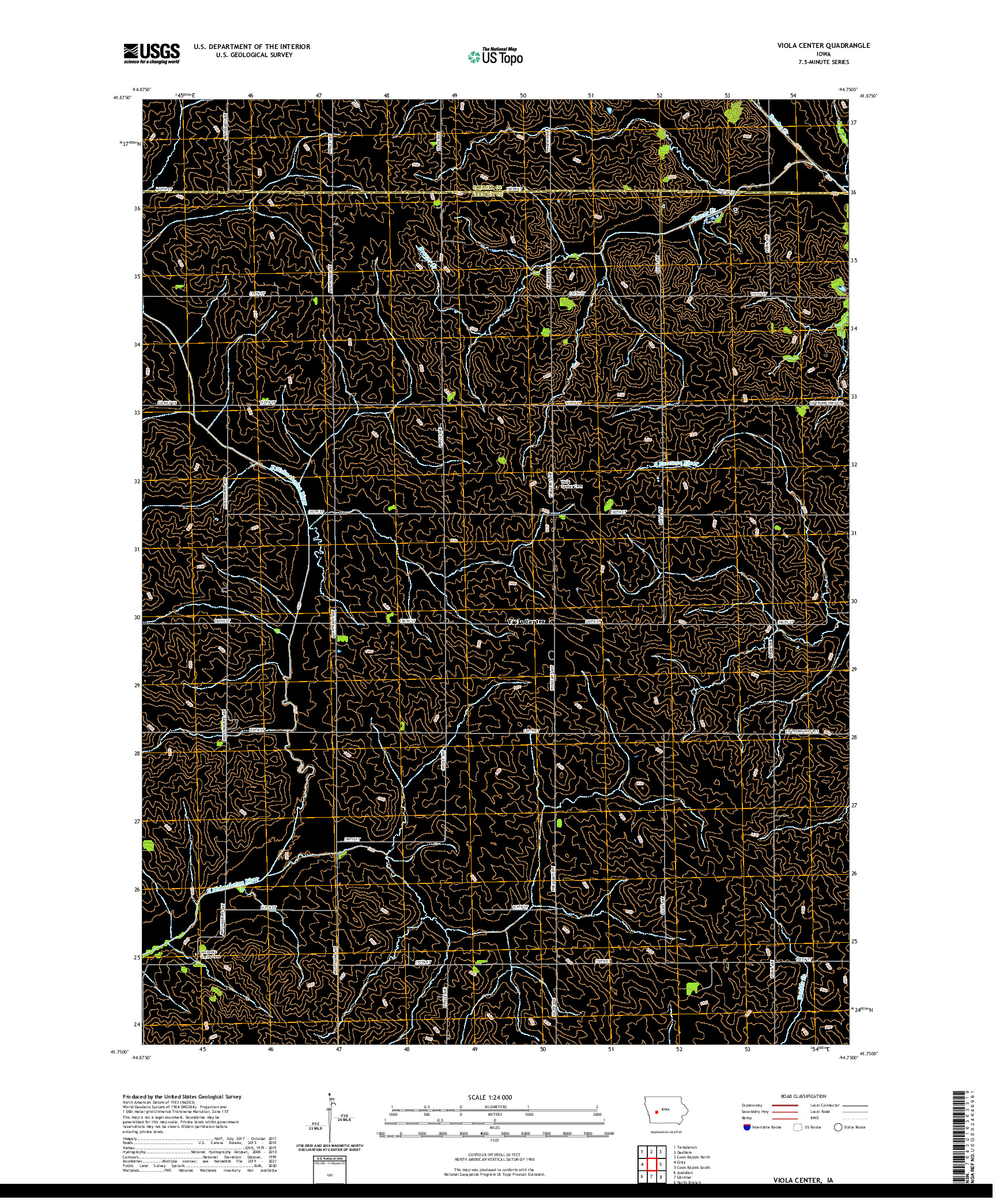 US TOPO 7.5-MINUTE MAP FOR VIOLA CENTER, IA