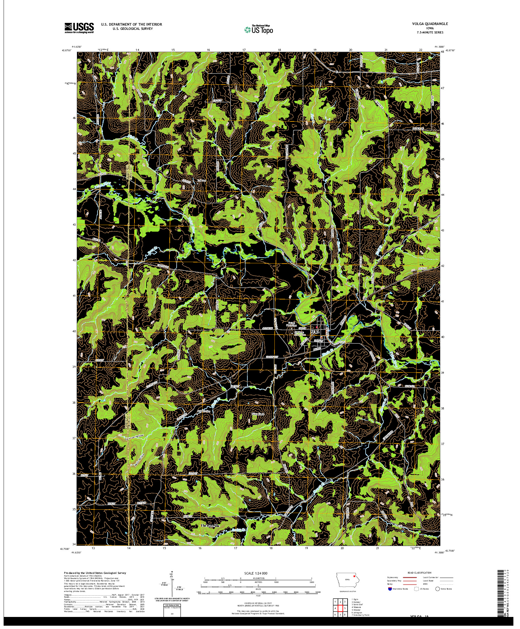 US TOPO 7.5-MINUTE MAP FOR VOLGA, IA