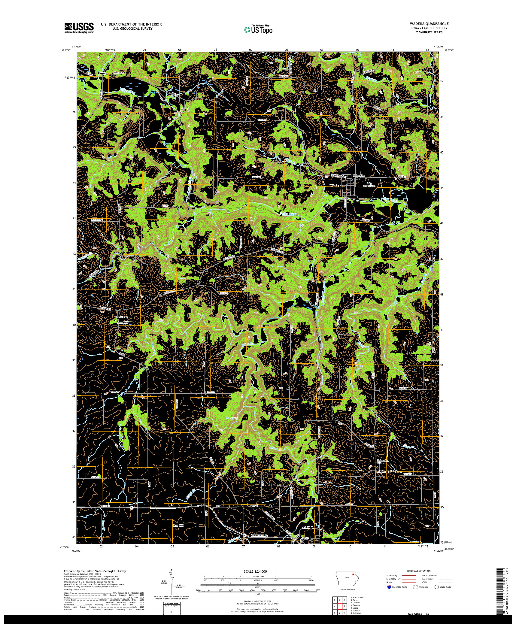 US TOPO 7.5-MINUTE MAP FOR WADENA, IA