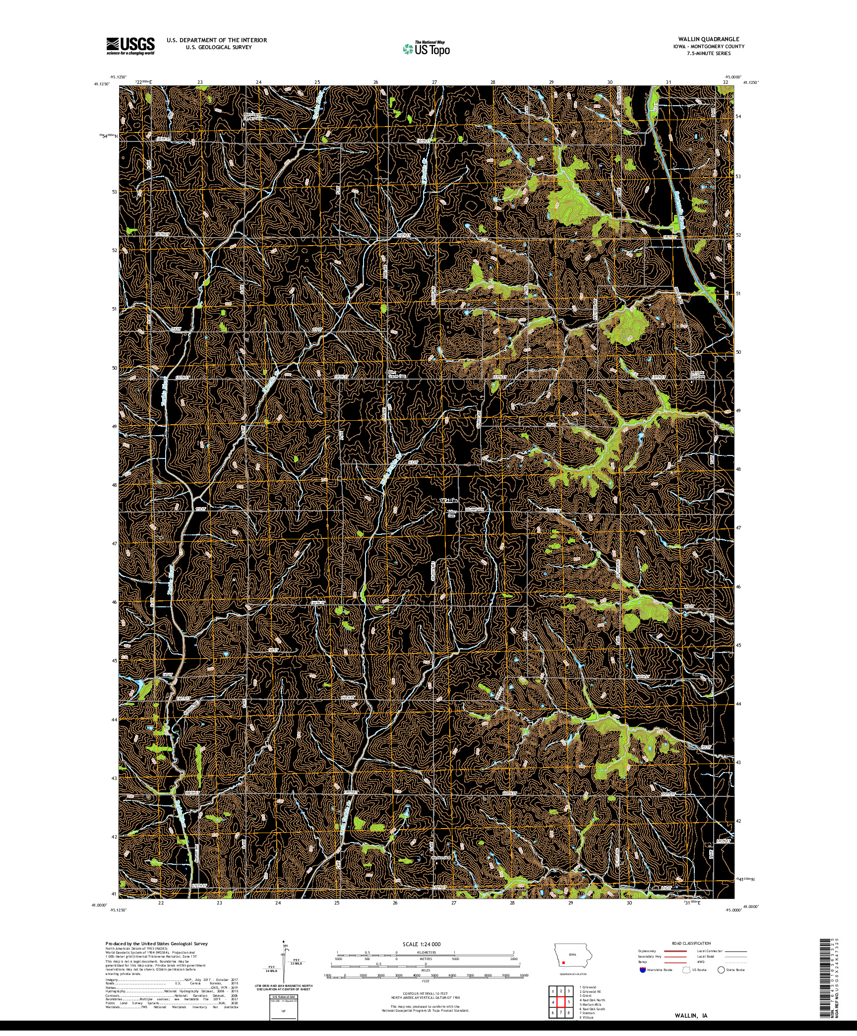 US TOPO 7.5-MINUTE MAP FOR WALLIN, IA