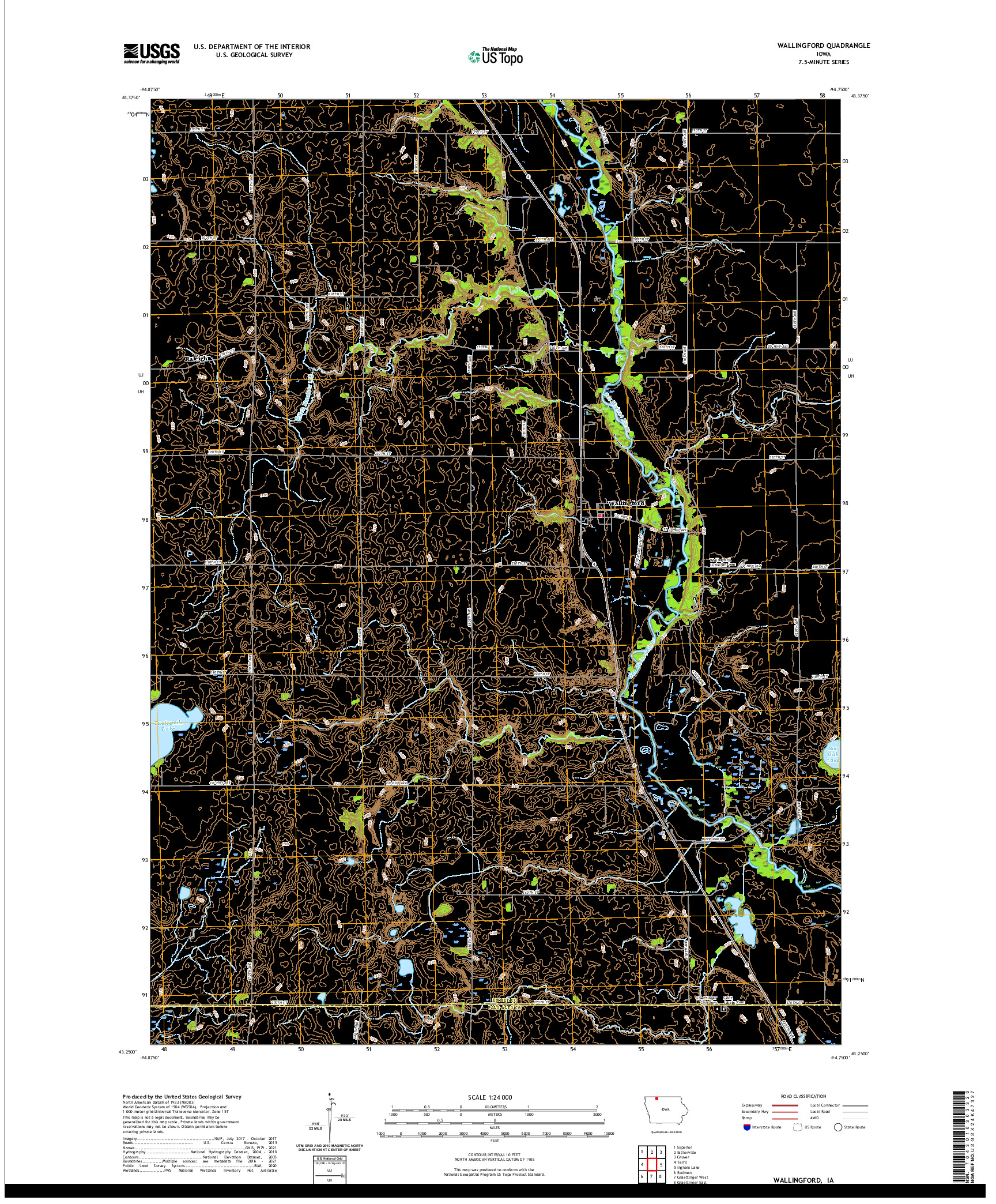 US TOPO 7.5-MINUTE MAP FOR WALLINGFORD, IA