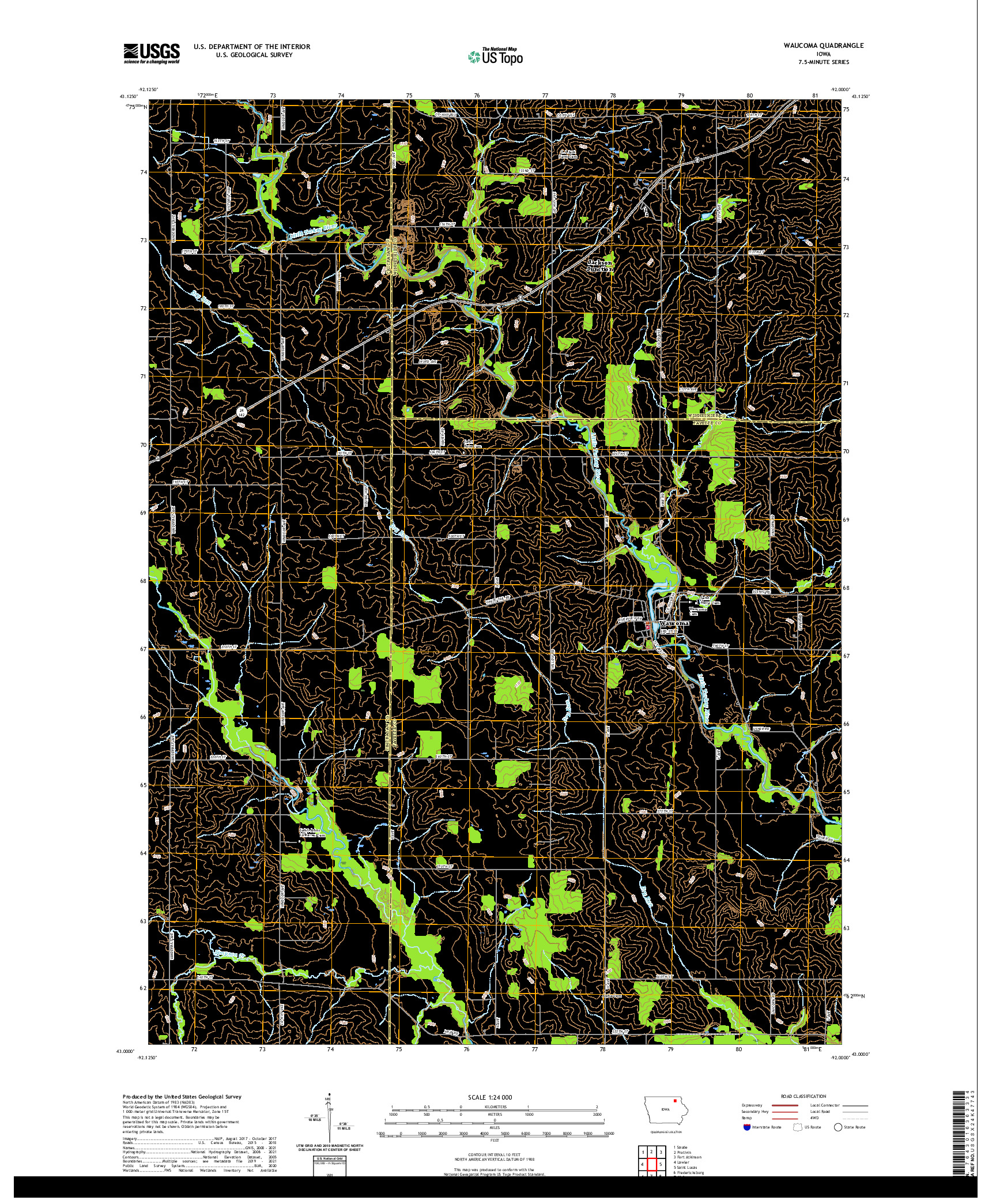 US TOPO 7.5-MINUTE MAP FOR WAUCOMA, IA