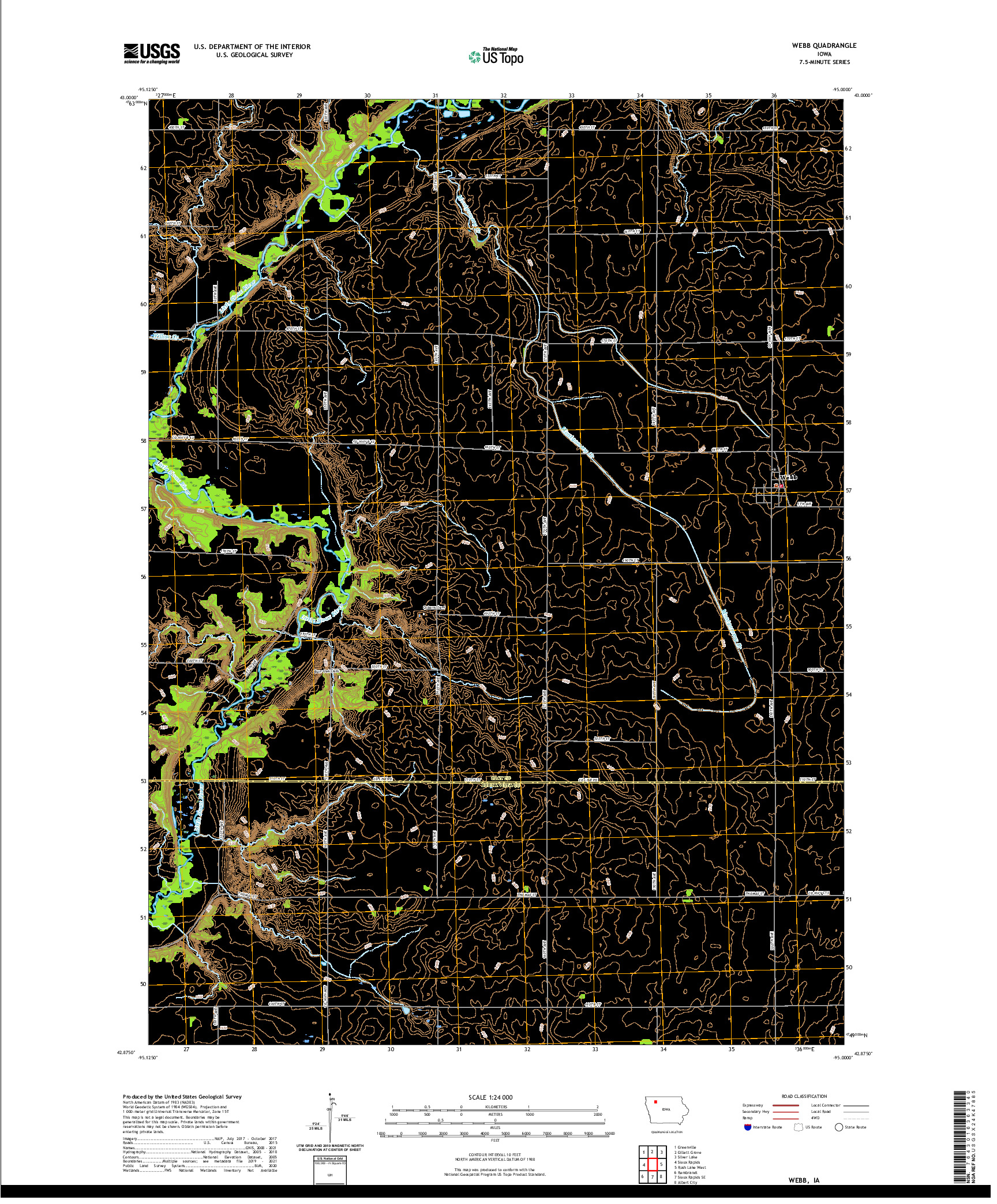 US TOPO 7.5-MINUTE MAP FOR WEBB, IA