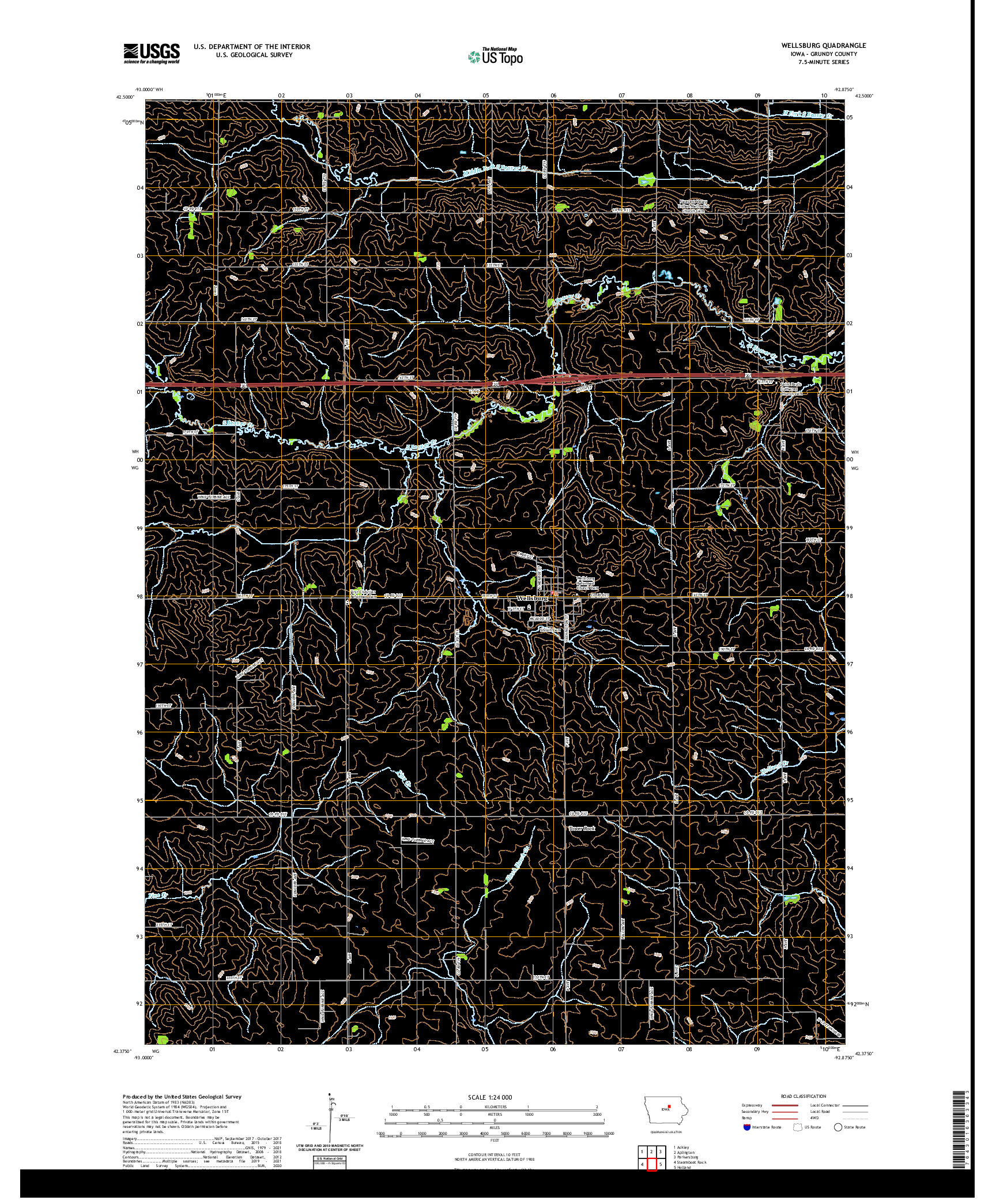 US TOPO 7.5-MINUTE MAP FOR WELLSBURG, IA