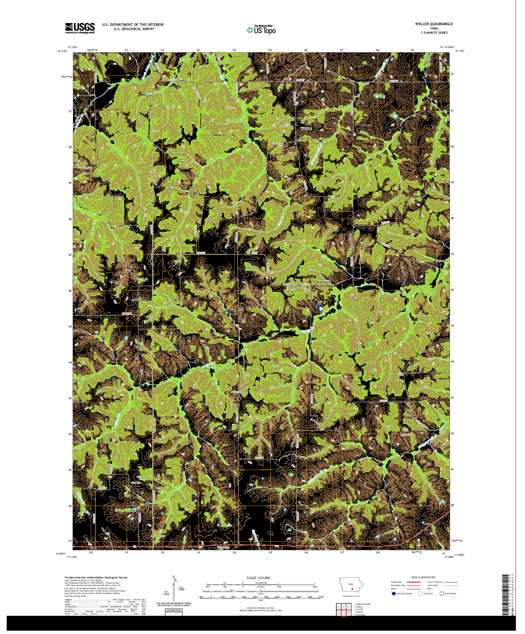 US TOPO 7.5-MINUTE MAP FOR WELLER, IA