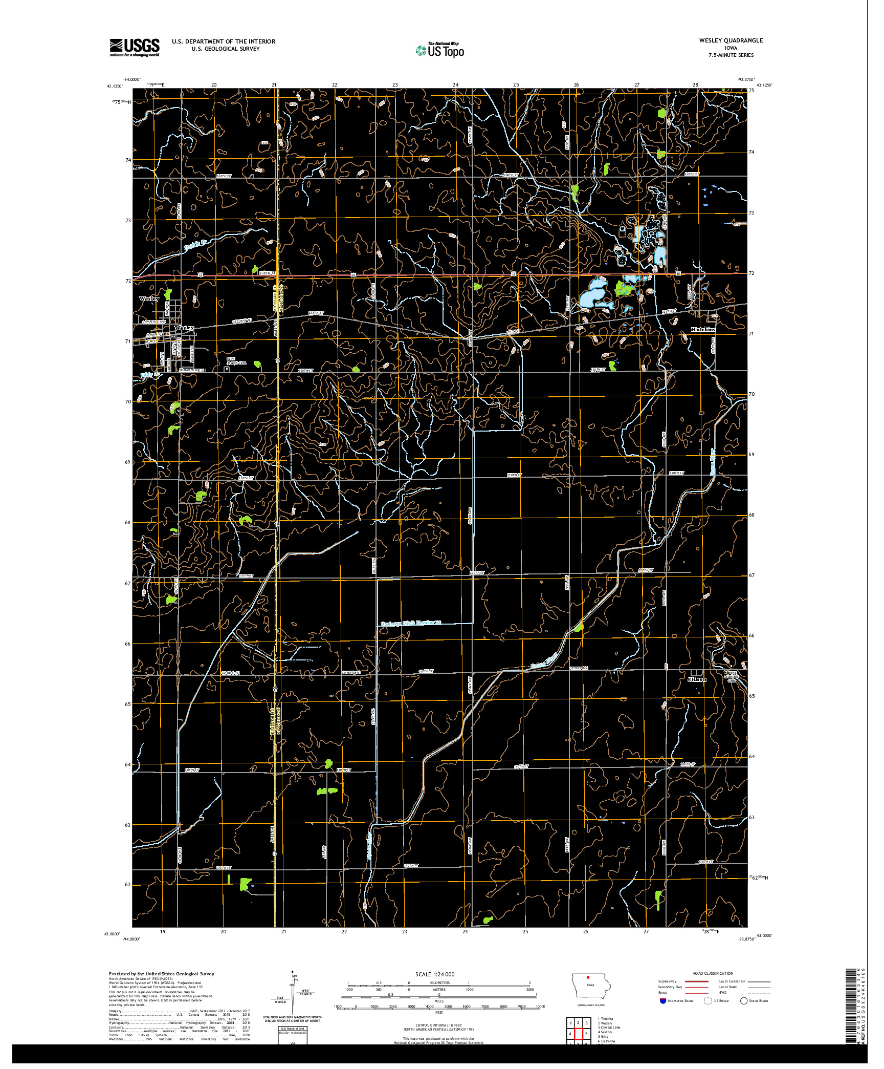 US TOPO 7.5-MINUTE MAP FOR WESLEY, IA
