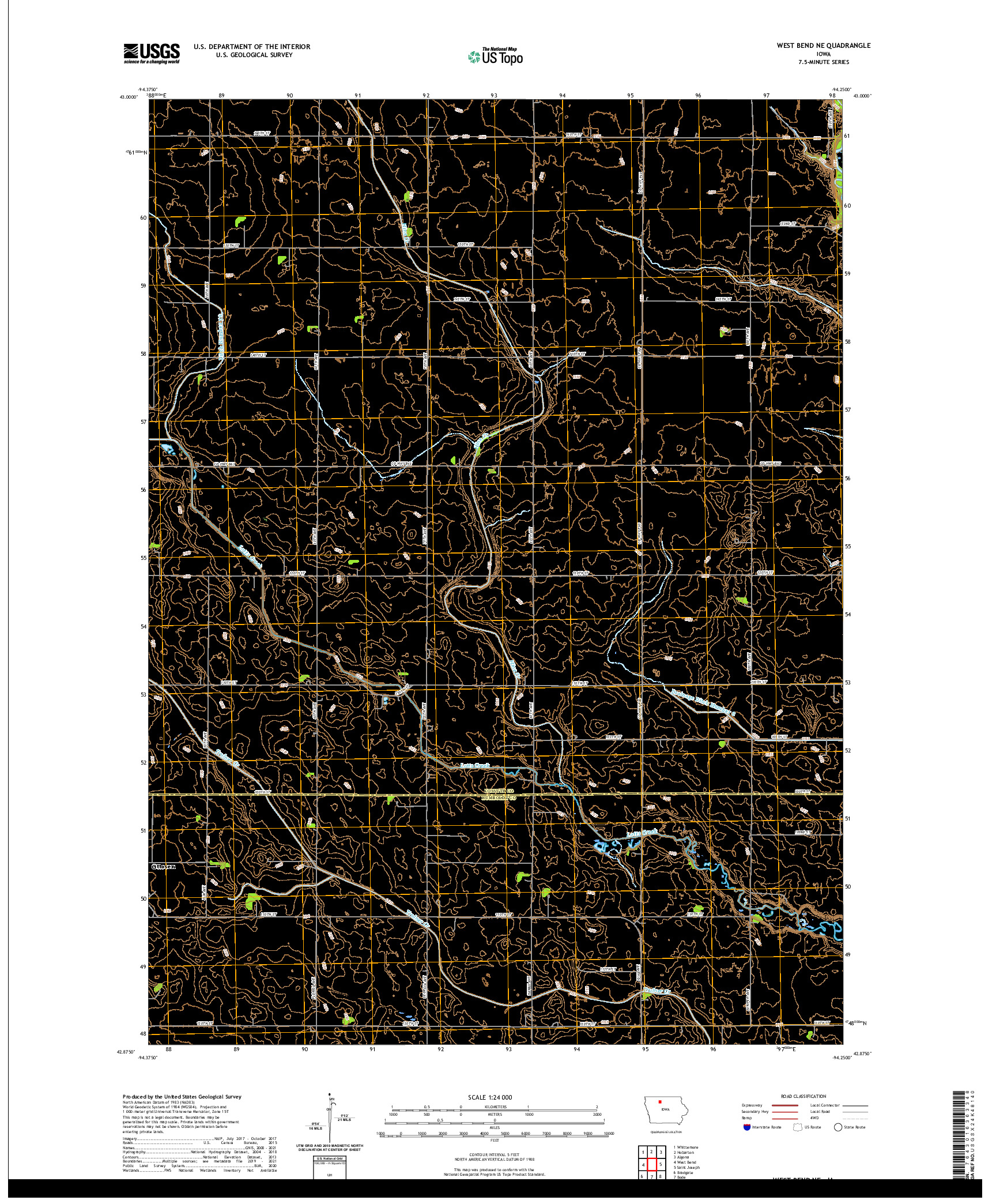 US TOPO 7.5-MINUTE MAP FOR WEST BEND NE, IA