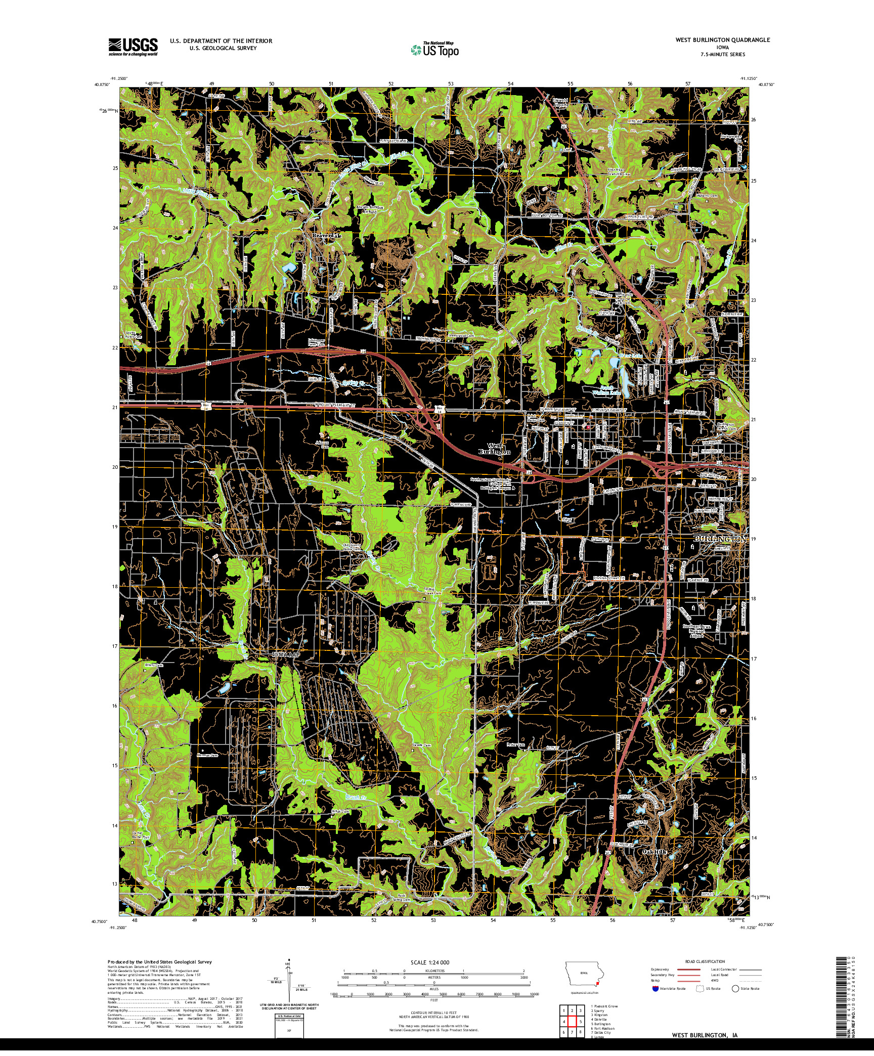 US TOPO 7.5-MINUTE MAP FOR WEST BURLINGTON, IA