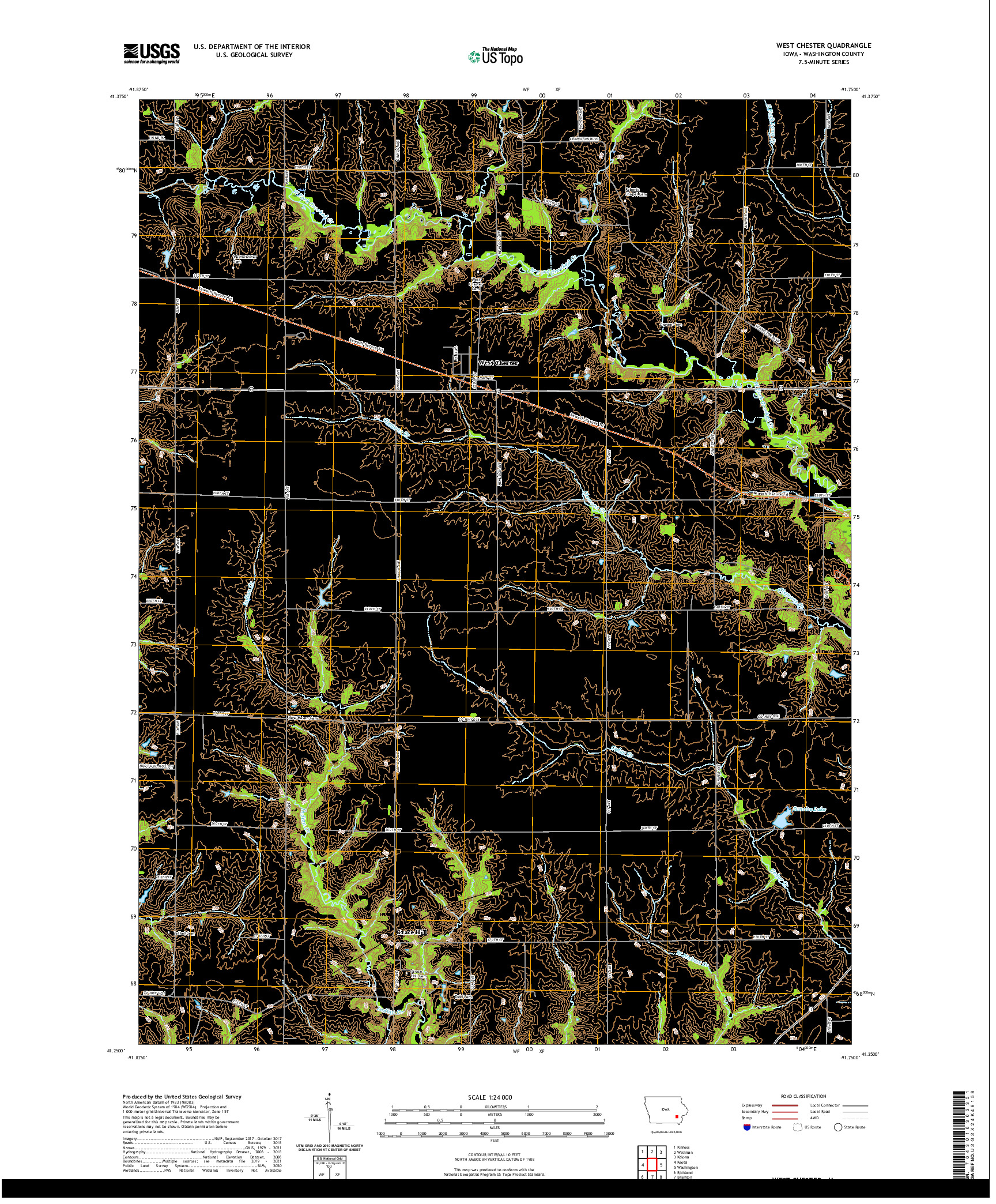 US TOPO 7.5-MINUTE MAP FOR WEST CHESTER, IA
