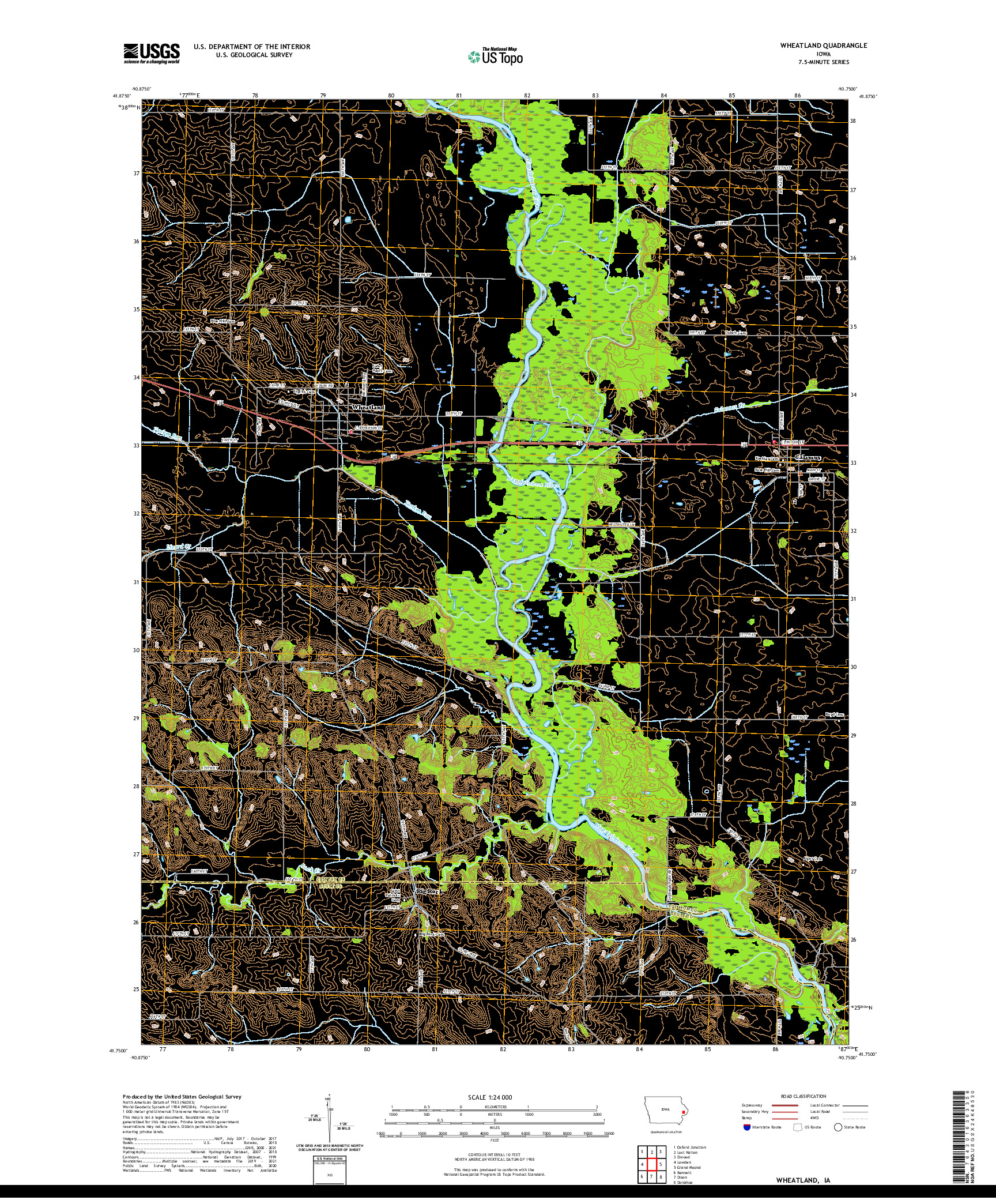 US TOPO 7.5-MINUTE MAP FOR WHEATLAND, IA