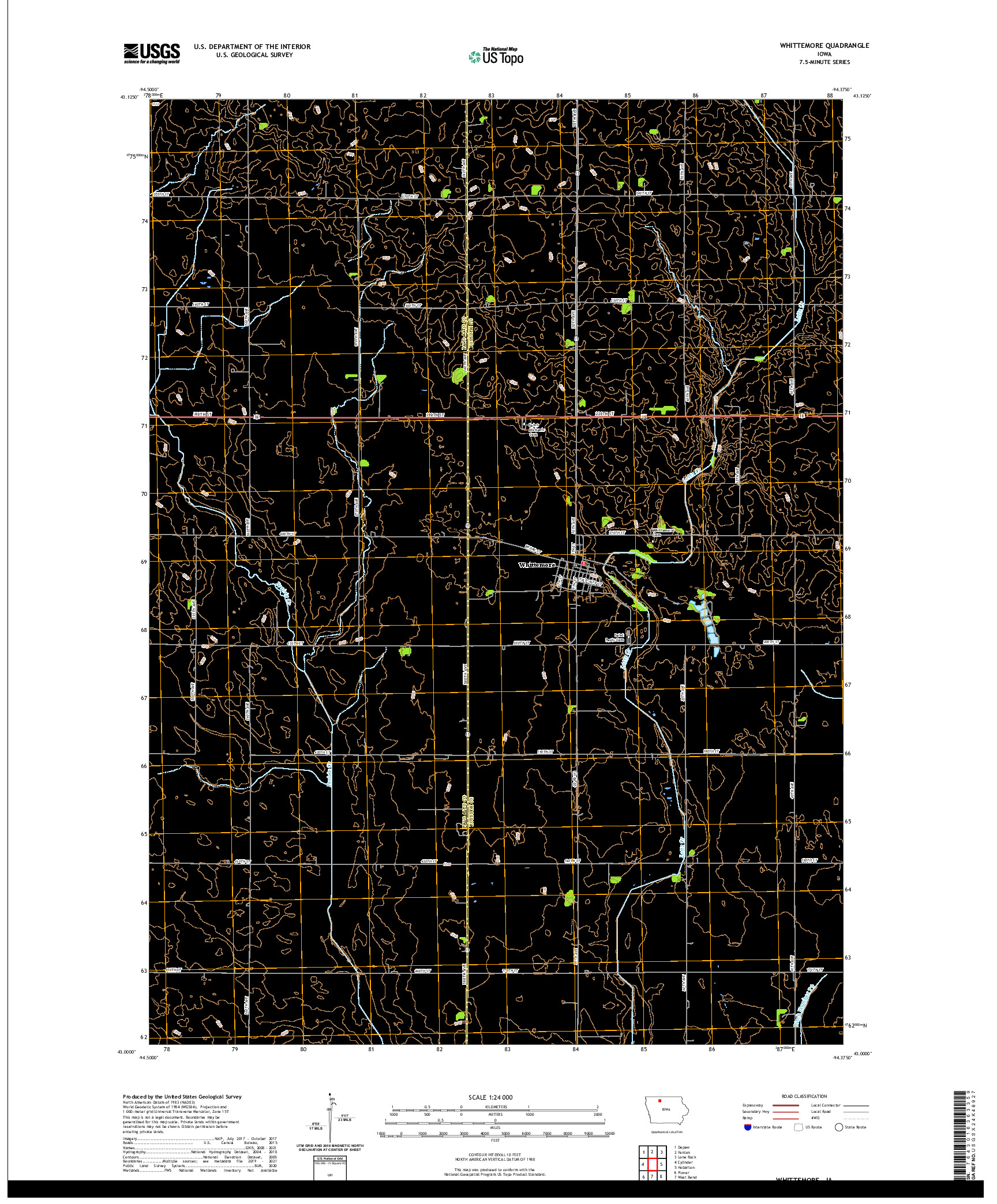 US TOPO 7.5-MINUTE MAP FOR WHITTEMORE, IA