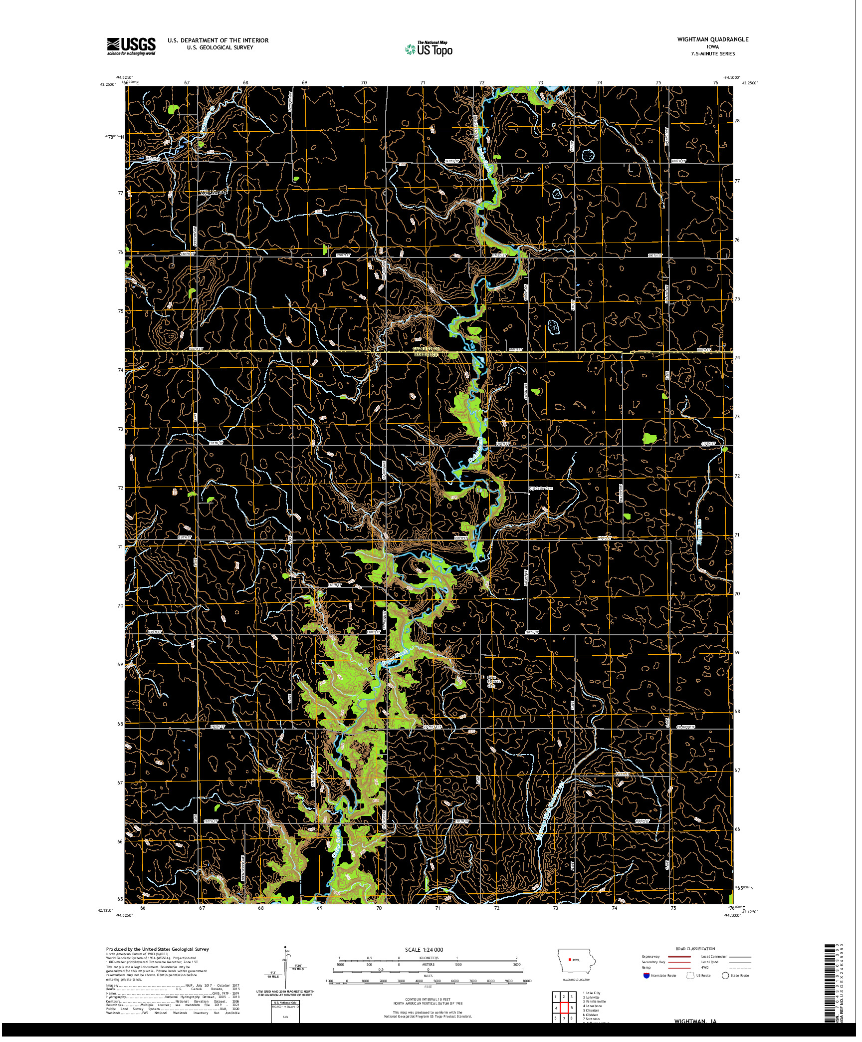 US TOPO 7.5-MINUTE MAP FOR WIGHTMAN, IA